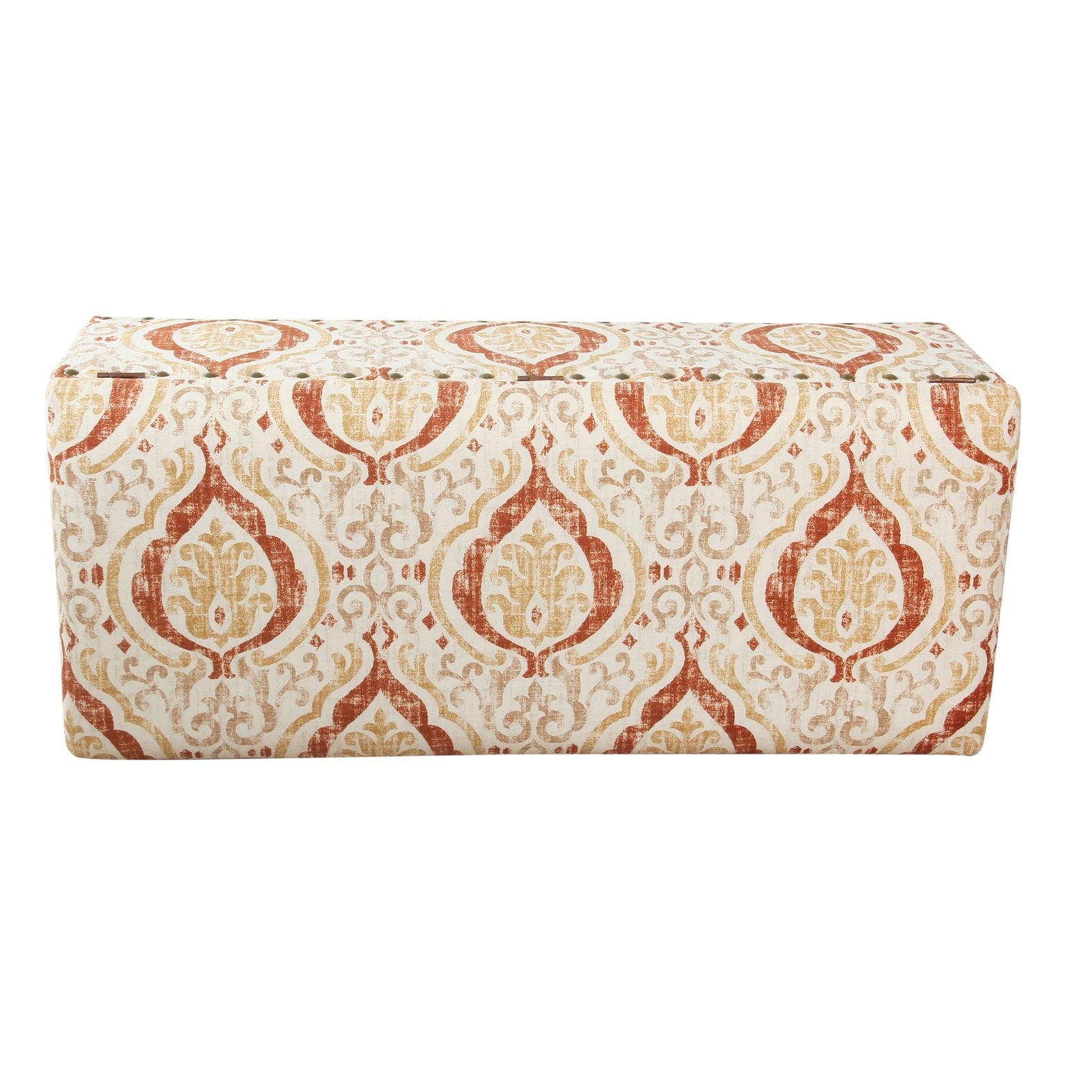 Banc de rangement rembourré Copper Grove Muscari avec bordure cloutée