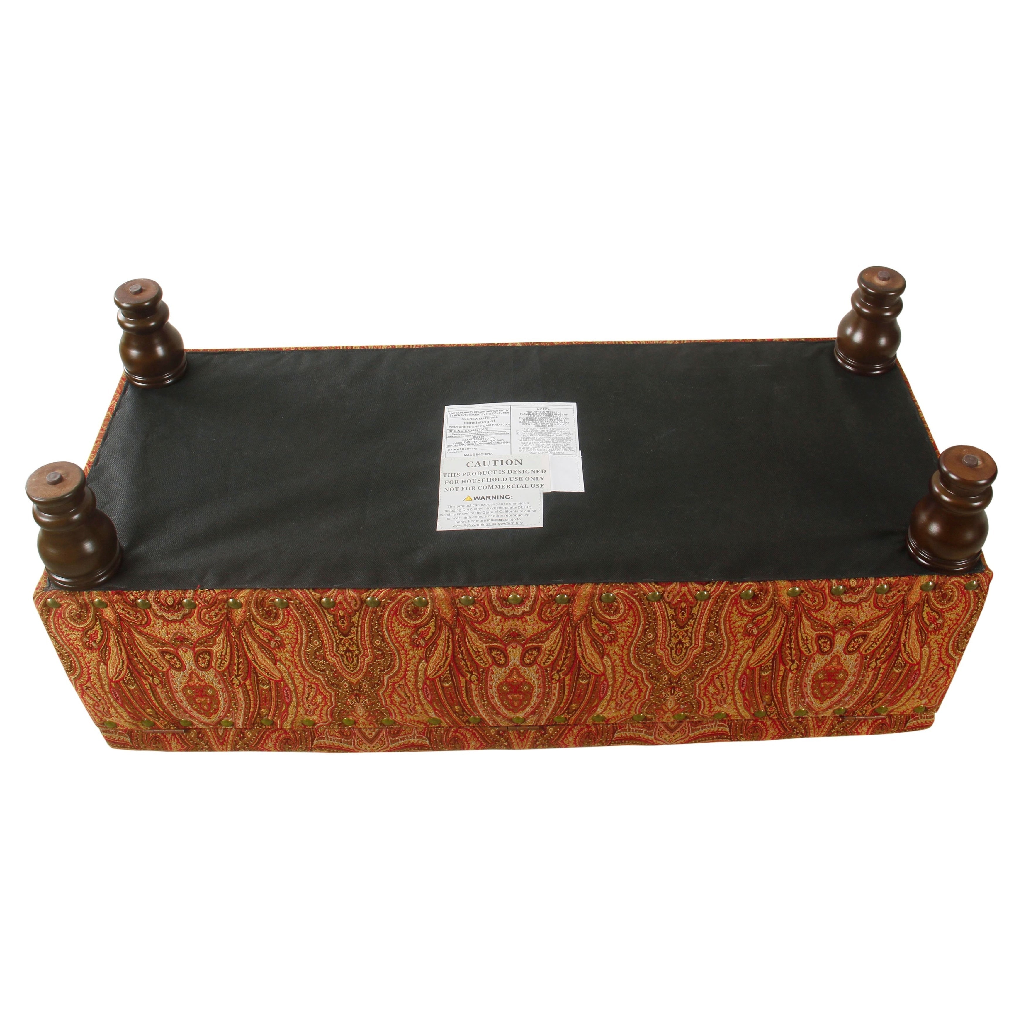 Banc de rangement rembourré Copper Grove Muscari avec bordure cloutée