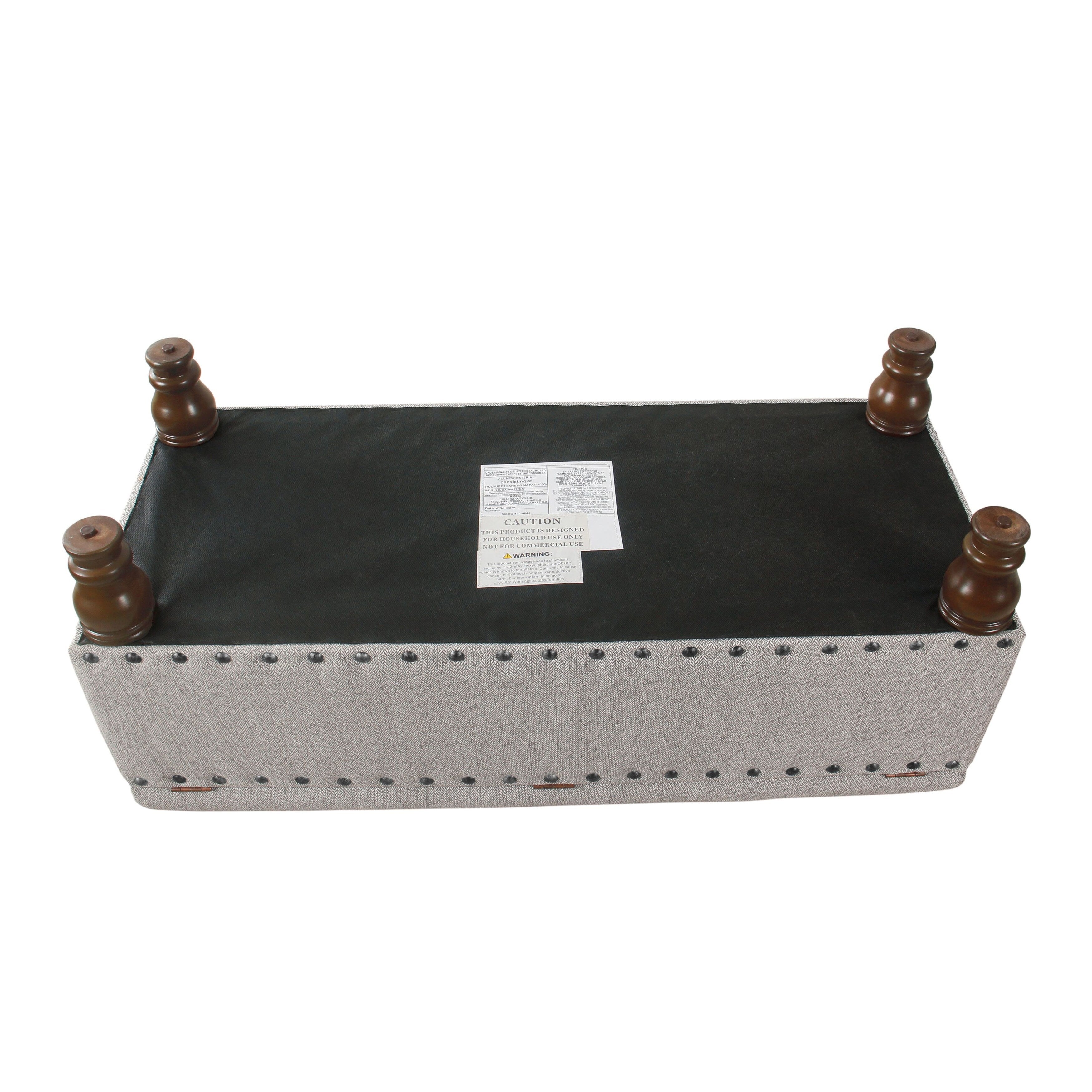 Banc de rangement rembourré Copper Grove Muscari avec bordure cloutée