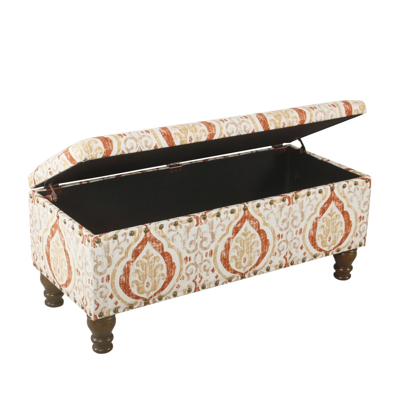 Banc de rangement rembourré Copper Grove Muscari avec bordure cloutée
