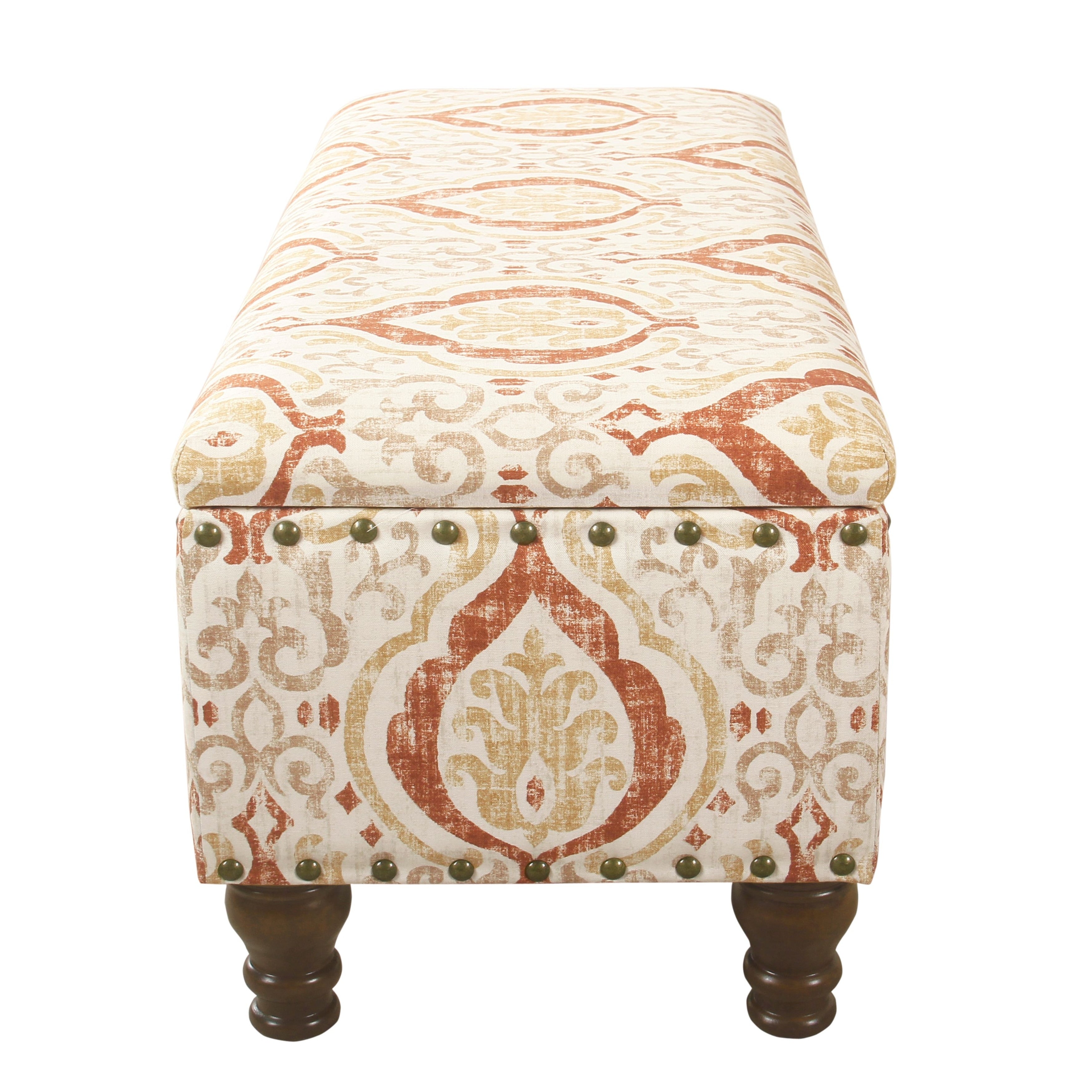 Banc de rangement rembourré Copper Grove Muscari avec bordure cloutée