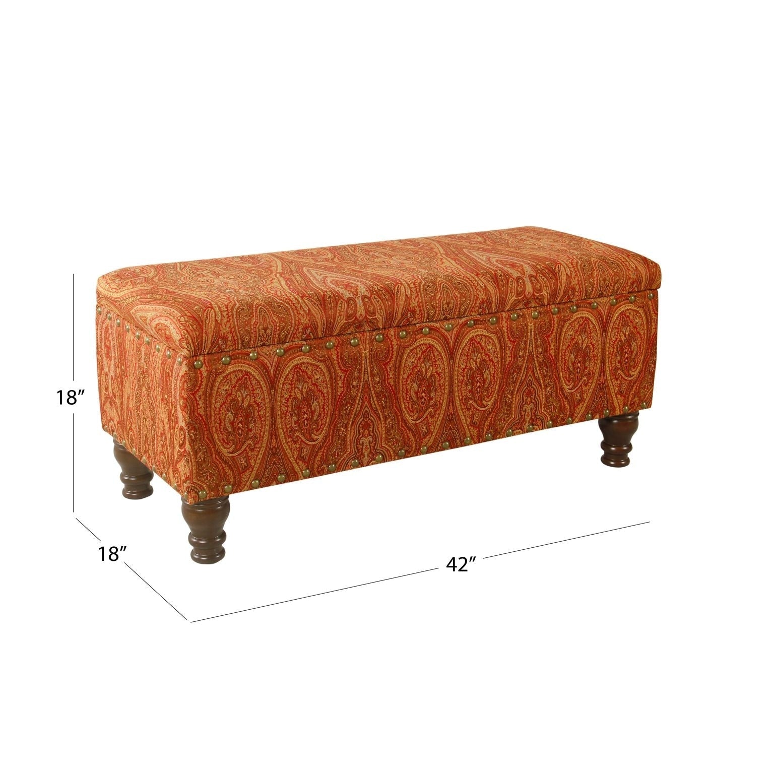 Banc de rangement rembourré Copper Grove Muscari avec bordure cloutée