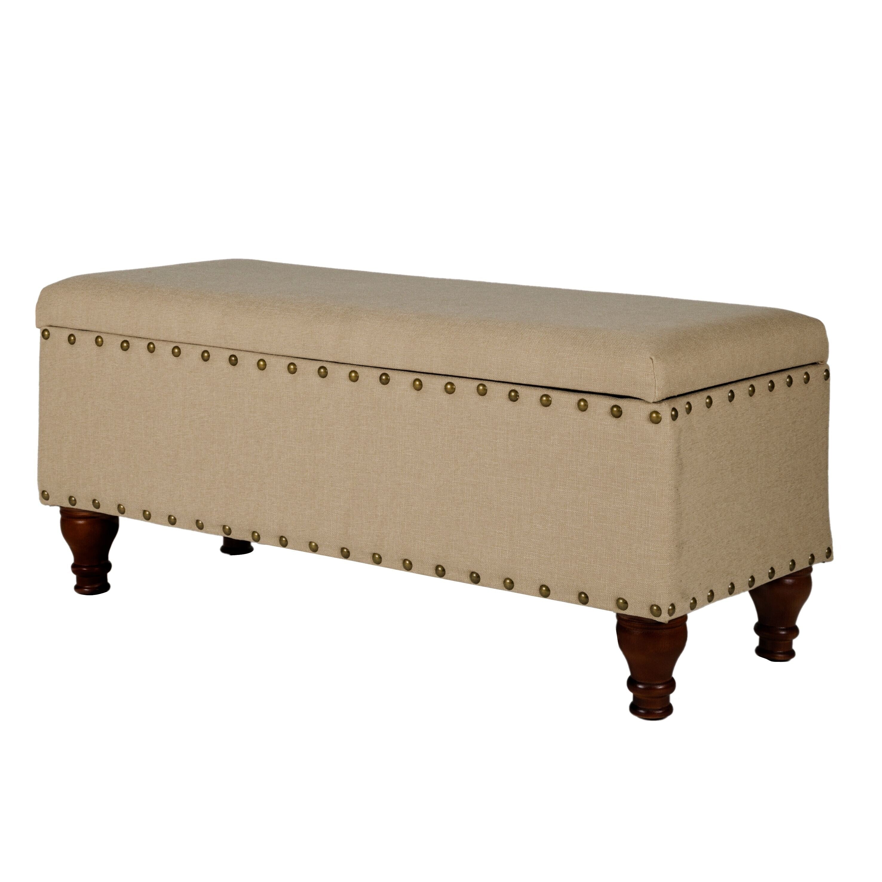 Banc de rangement rembourré Copper Grove Muscari avec bordure cloutée