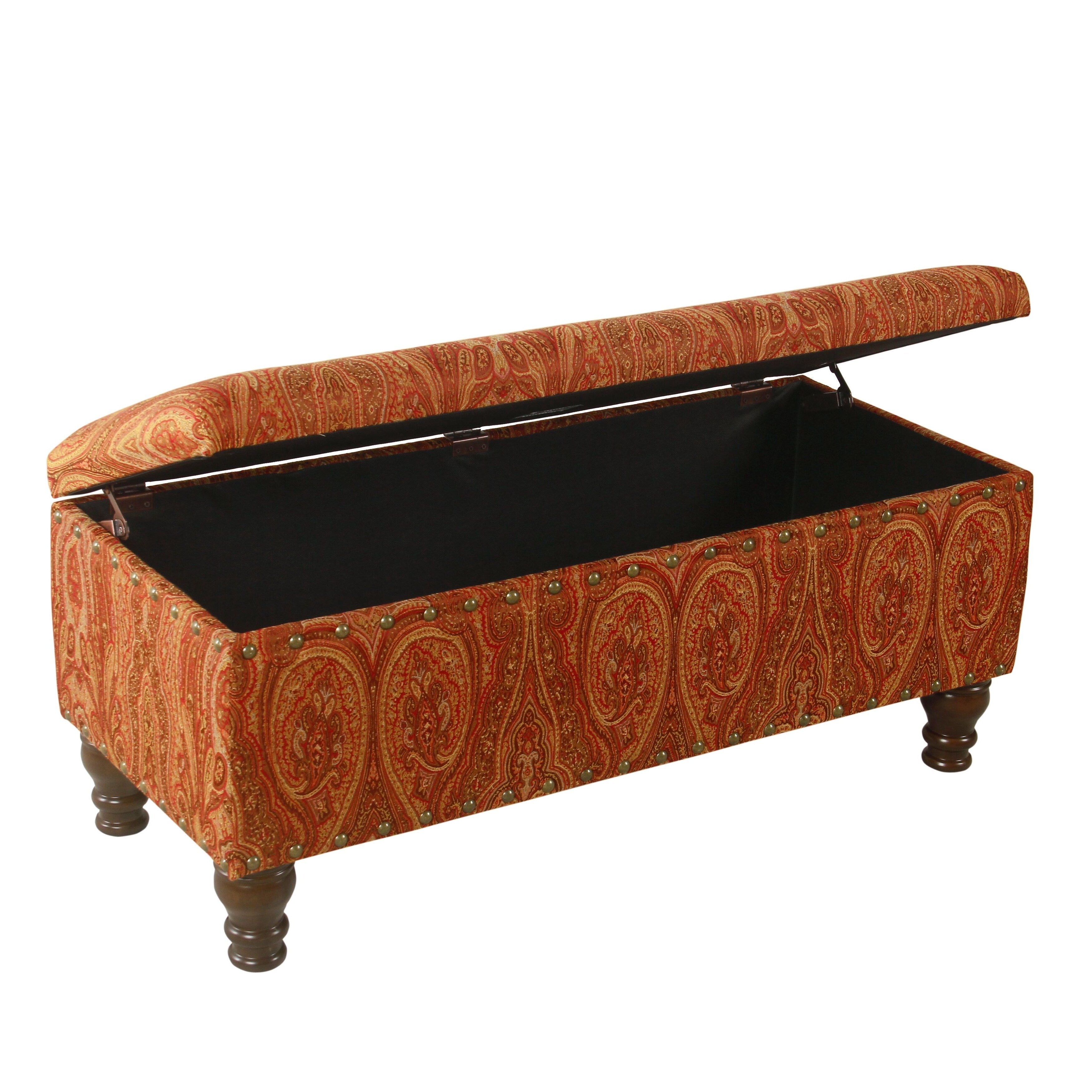Banc de rangement rembourré Copper Grove Muscari avec bordure cloutée