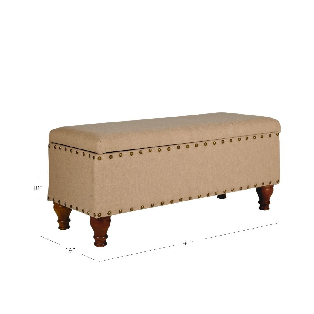 Banc de rangement rembourré Copper Grove Muscari avec bordure cloutée