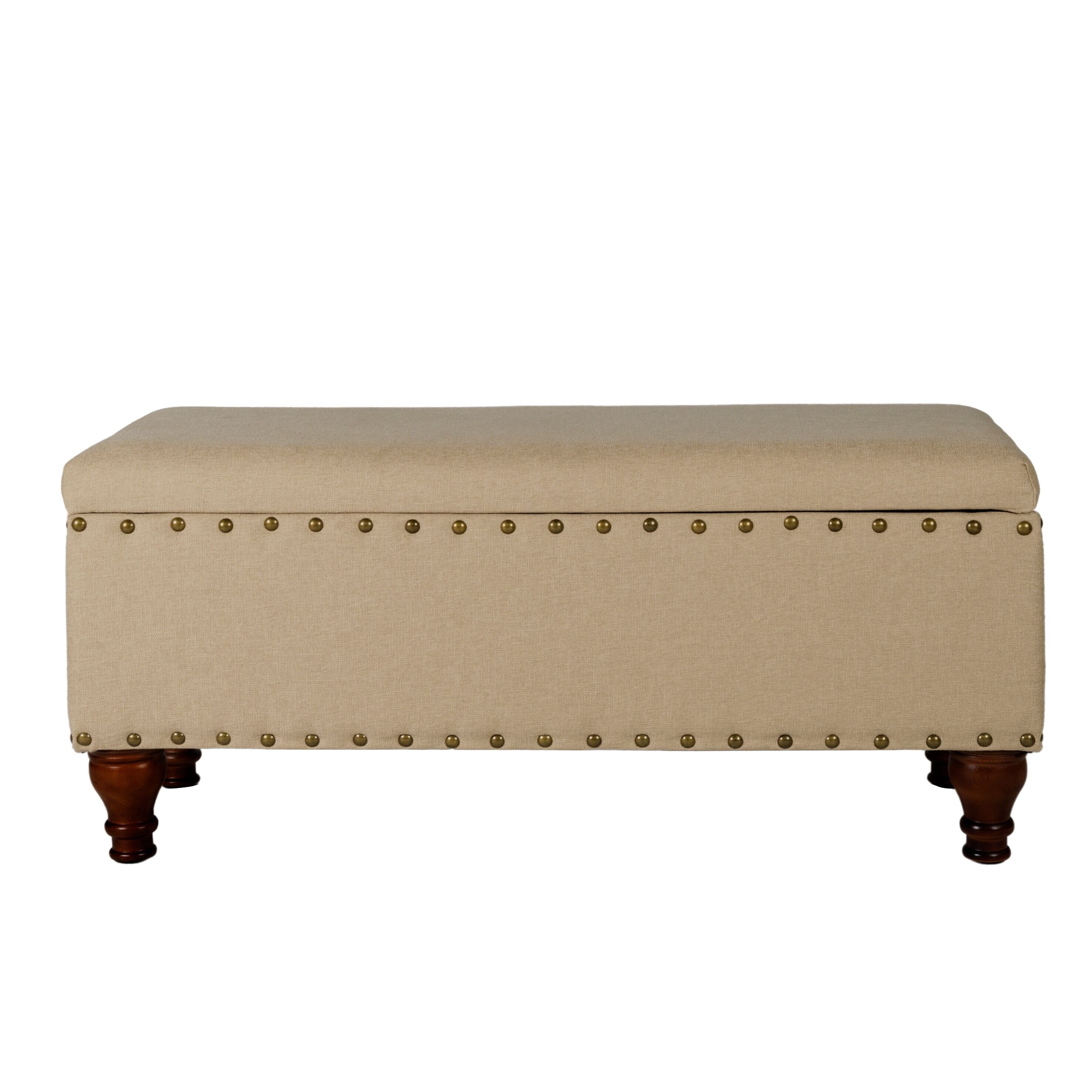 Banc de rangement rembourré Copper Grove Muscari avec bordure cloutée