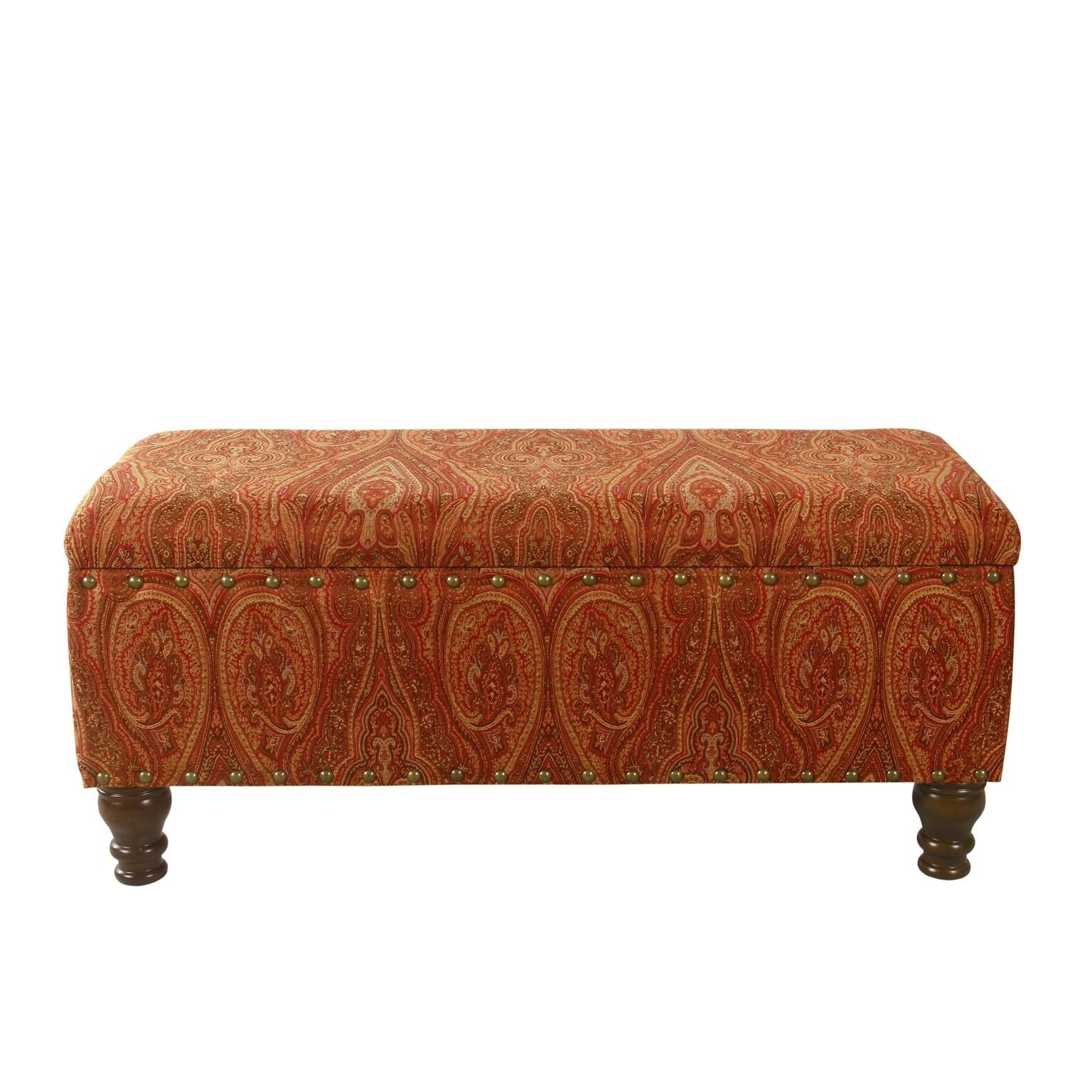 Banc de rangement rembourré Copper Grove Muscari avec bordure cloutée