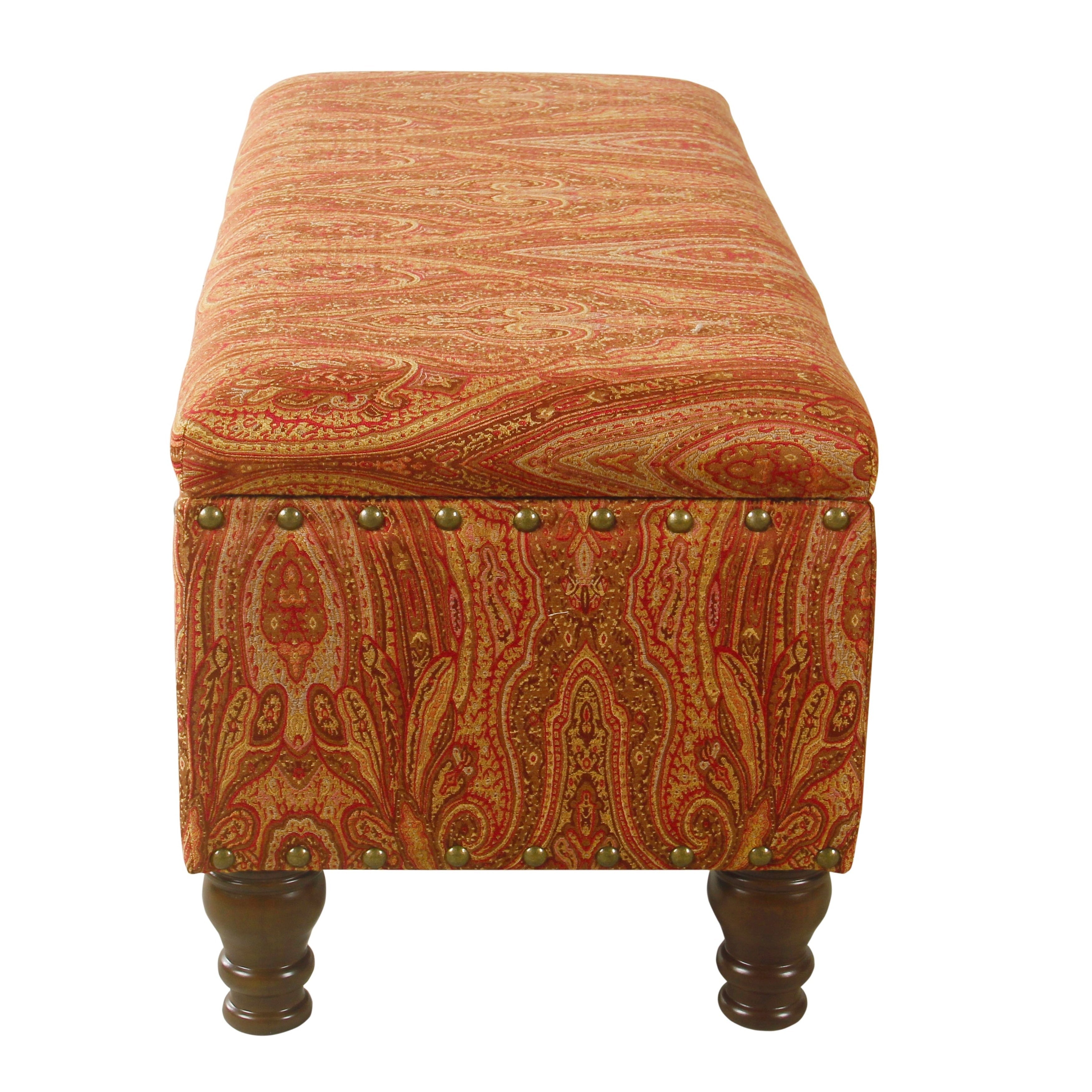Banc de rangement rembourré Copper Grove Muscari avec bordure cloutée