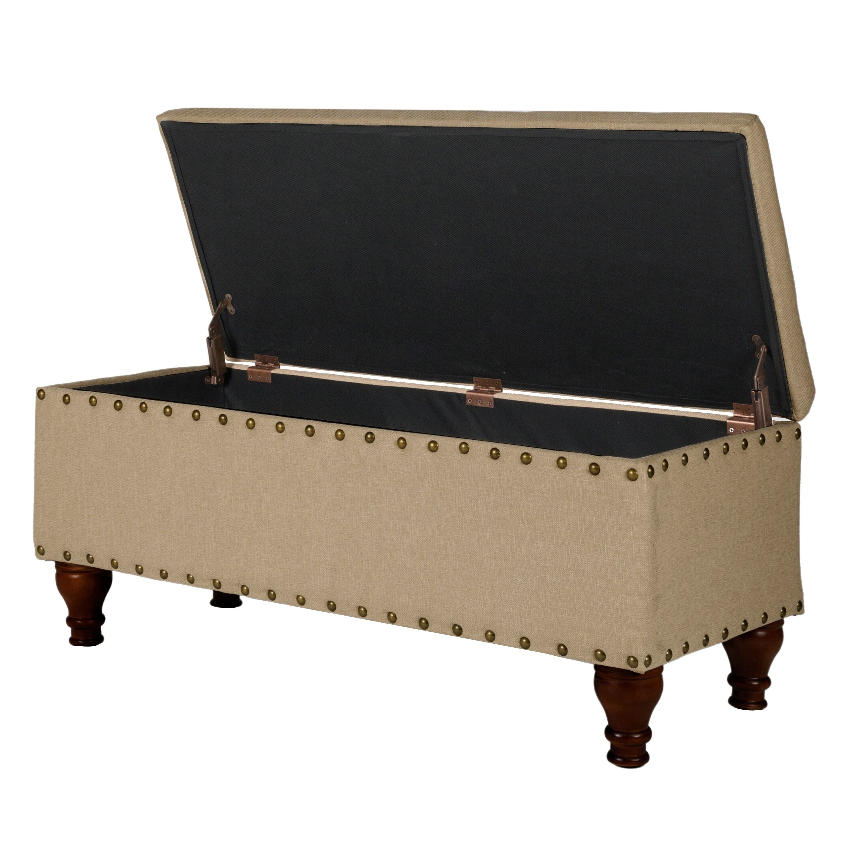 Banc de rangement rembourré Copper Grove Muscari avec bordure cloutée