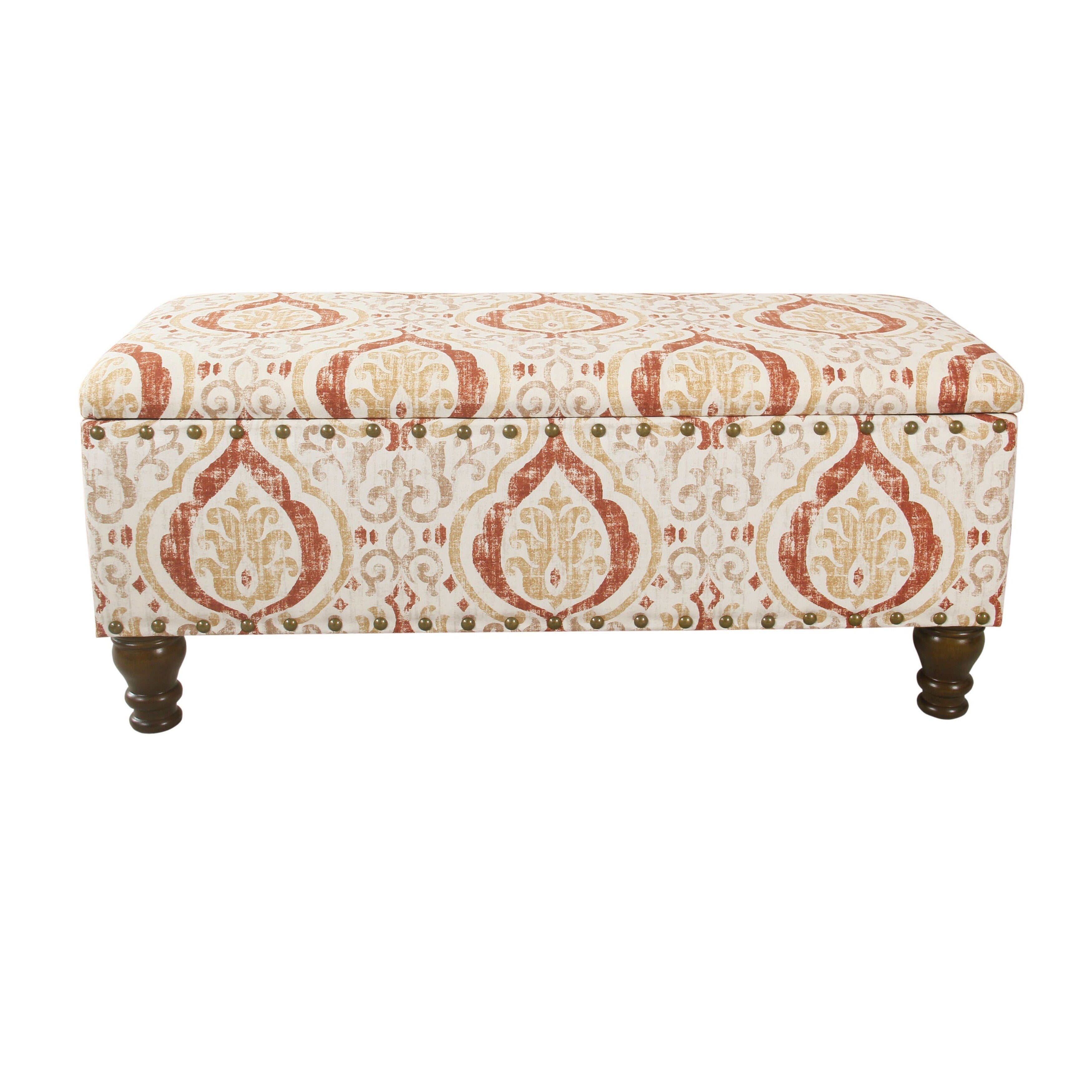 Banc de rangement rembourré Copper Grove Muscari avec bordure cloutée