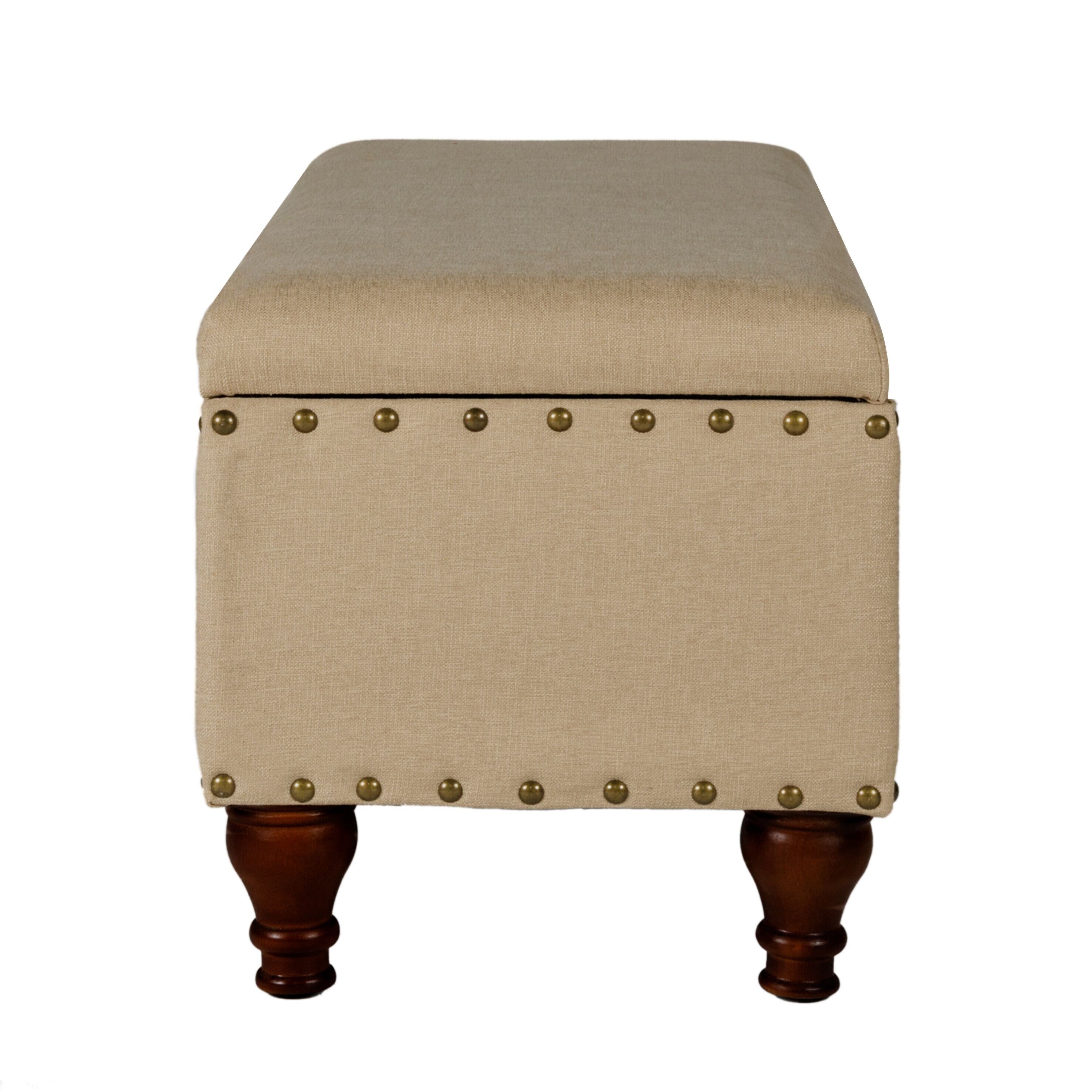 Banc de rangement rembourré Copper Grove Muscari avec bordure cloutée