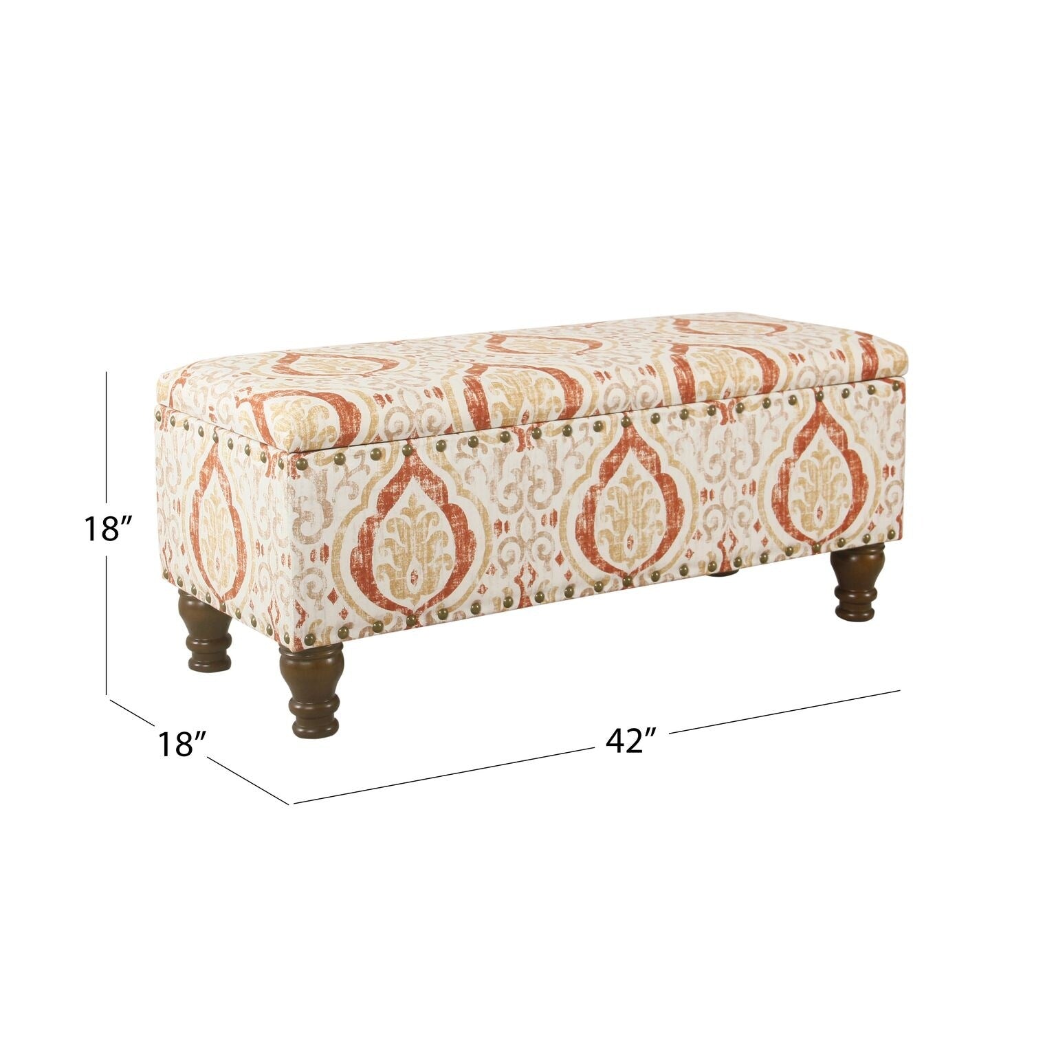 Banc de rangement rembourré Copper Grove Muscari avec bordure cloutée
