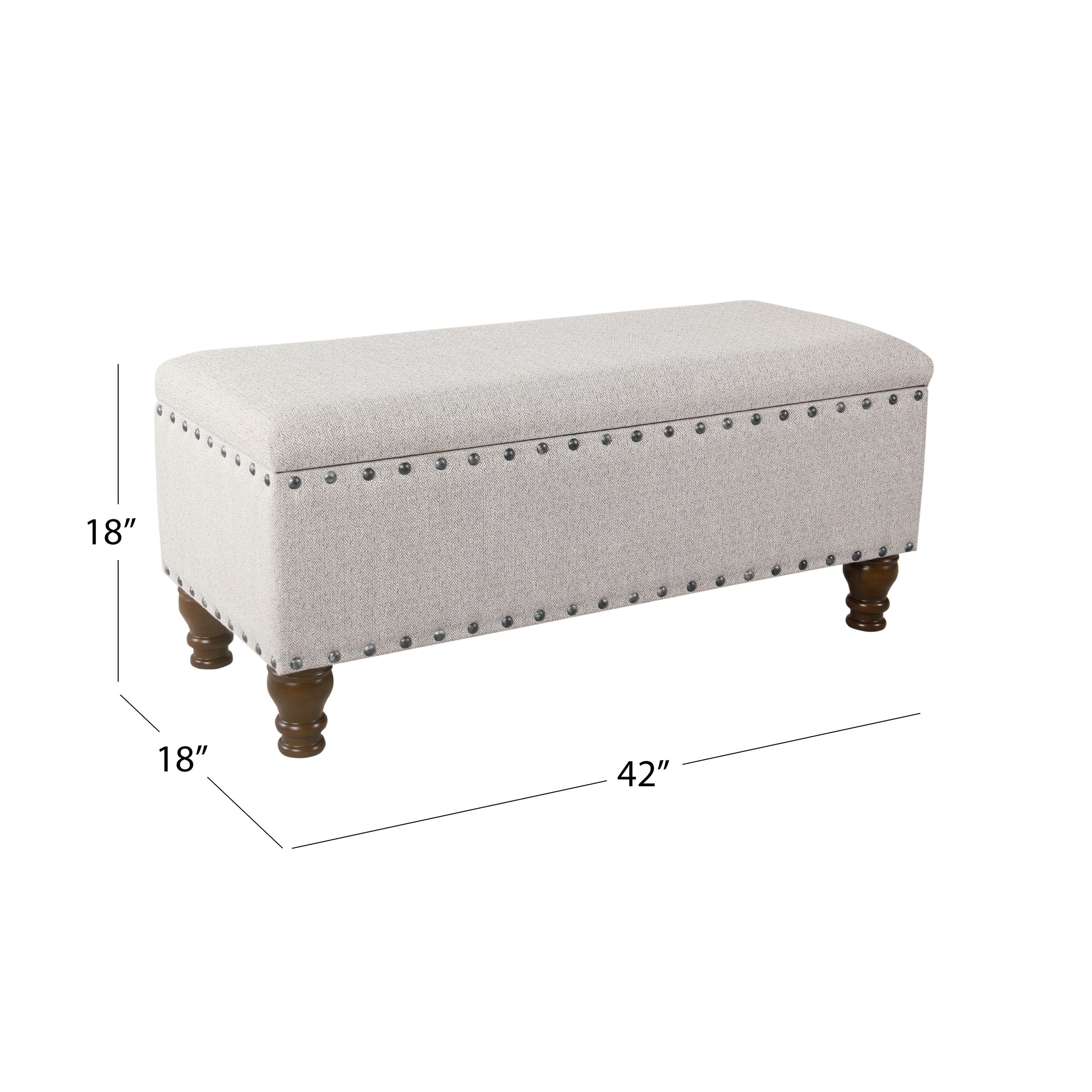 Banc de rangement rembourré Copper Grove Muscari avec bordure cloutée