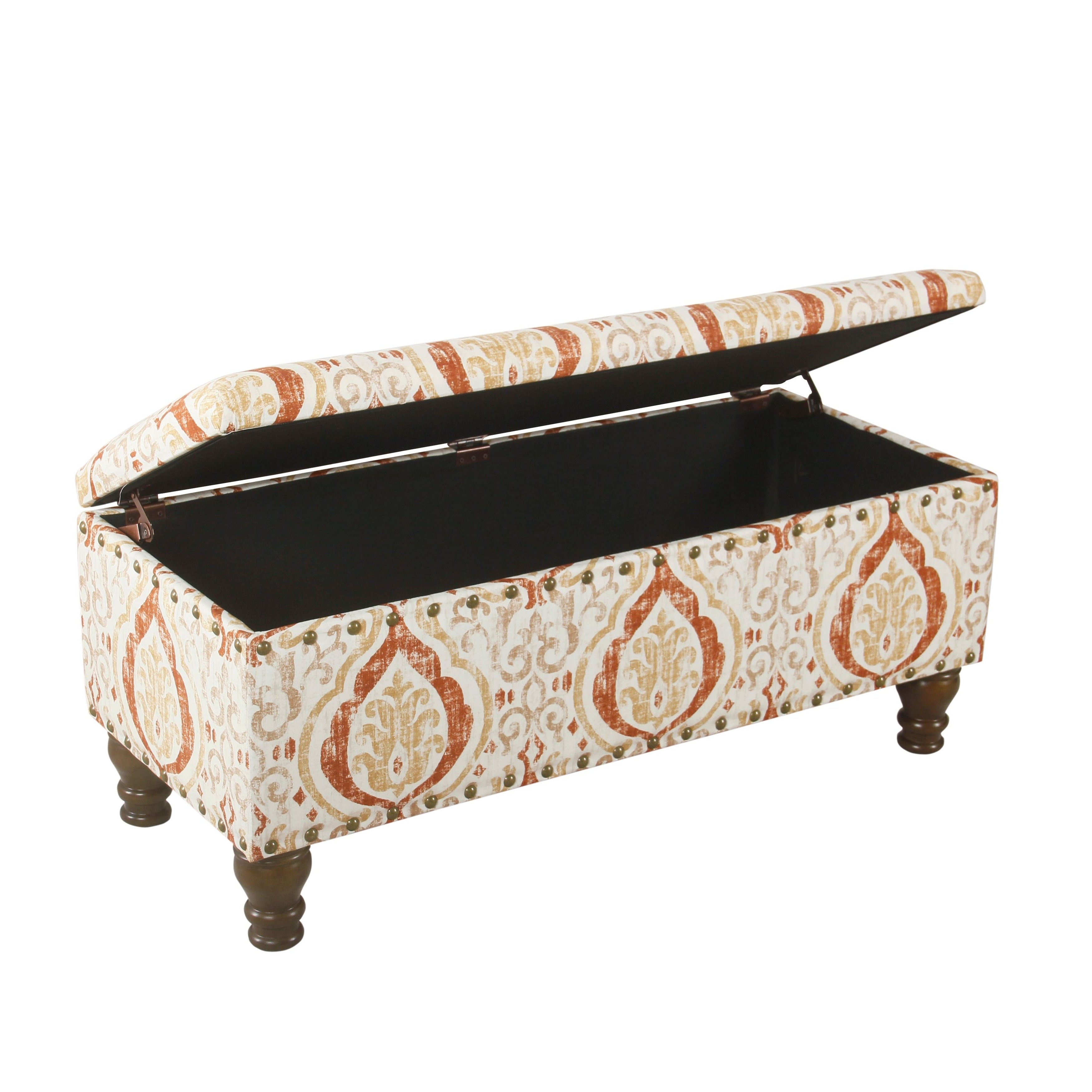 Banc de rangement rembourré Copper Grove Muscari avec bordure cloutée