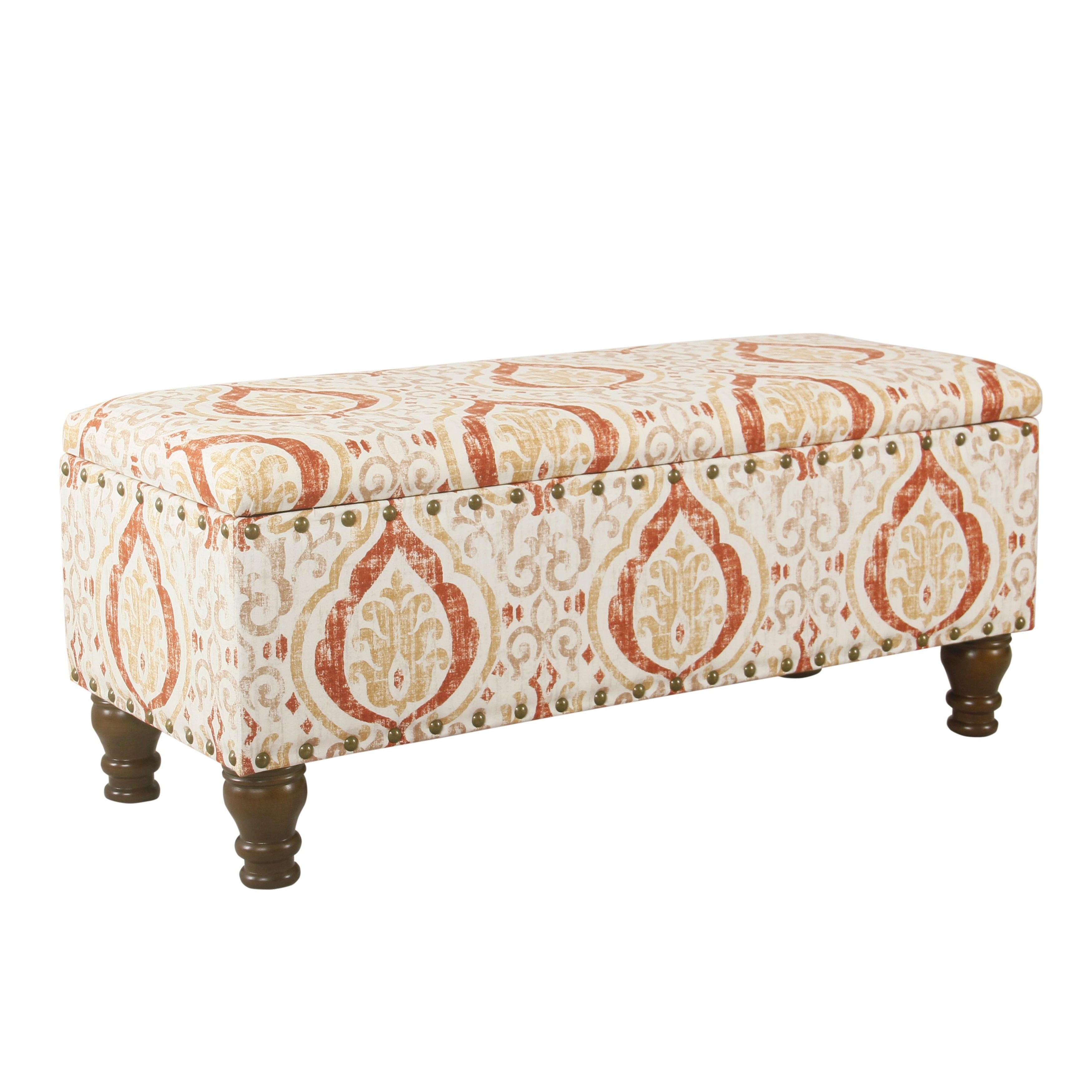 Banc de rangement rembourré Copper Grove Muscari avec bordure cloutée