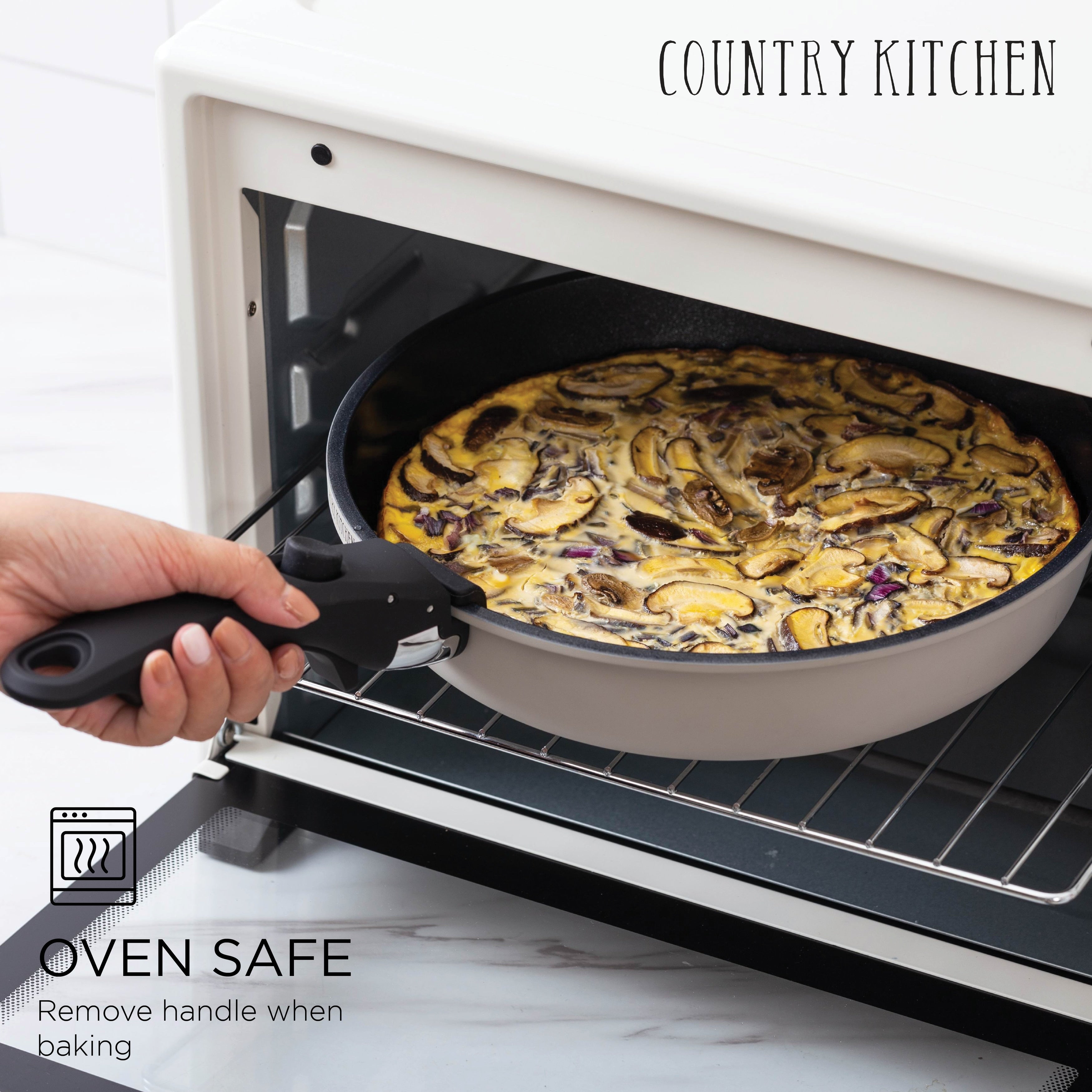 Batterie de cuisine Country Kitchen 16 pièces pour camping-car, en céramique avec poignée amovible, compatible avec le four
