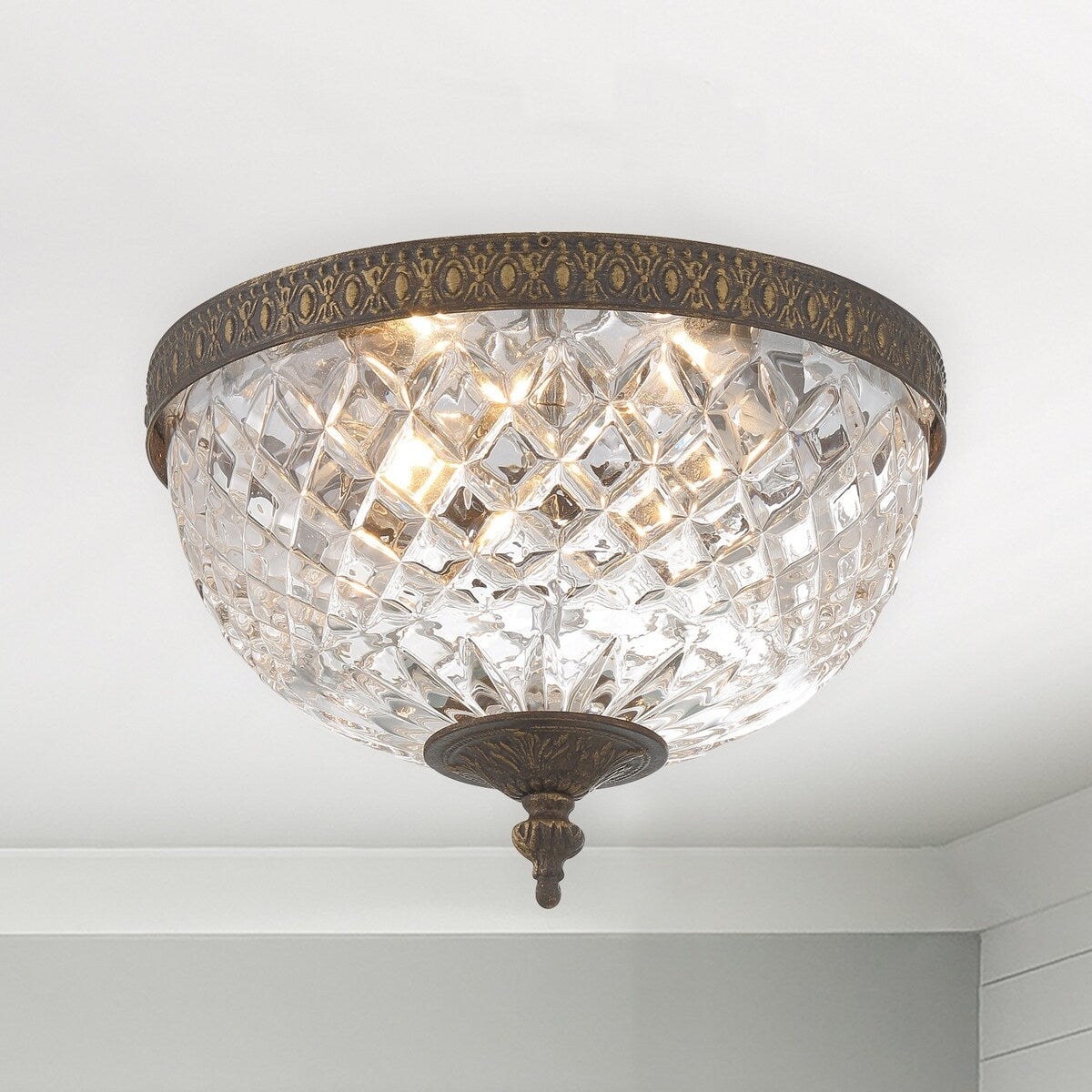 Plafonnier en cristal Crystorama à 2 lampes - 10 L x 8 H x 10 P