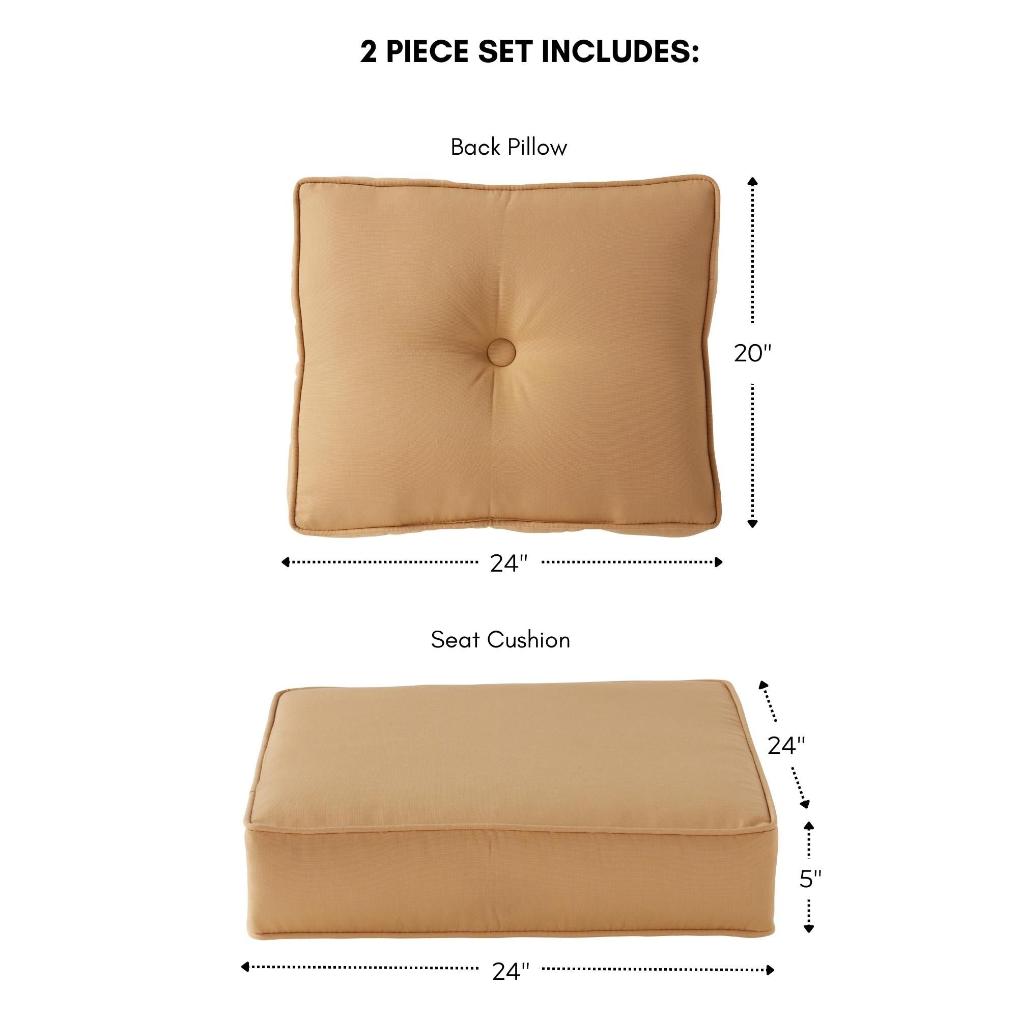 Ensemble de coussins d'extérieur à siège profond Sunbrella de qualité supérieure, 2 pièces