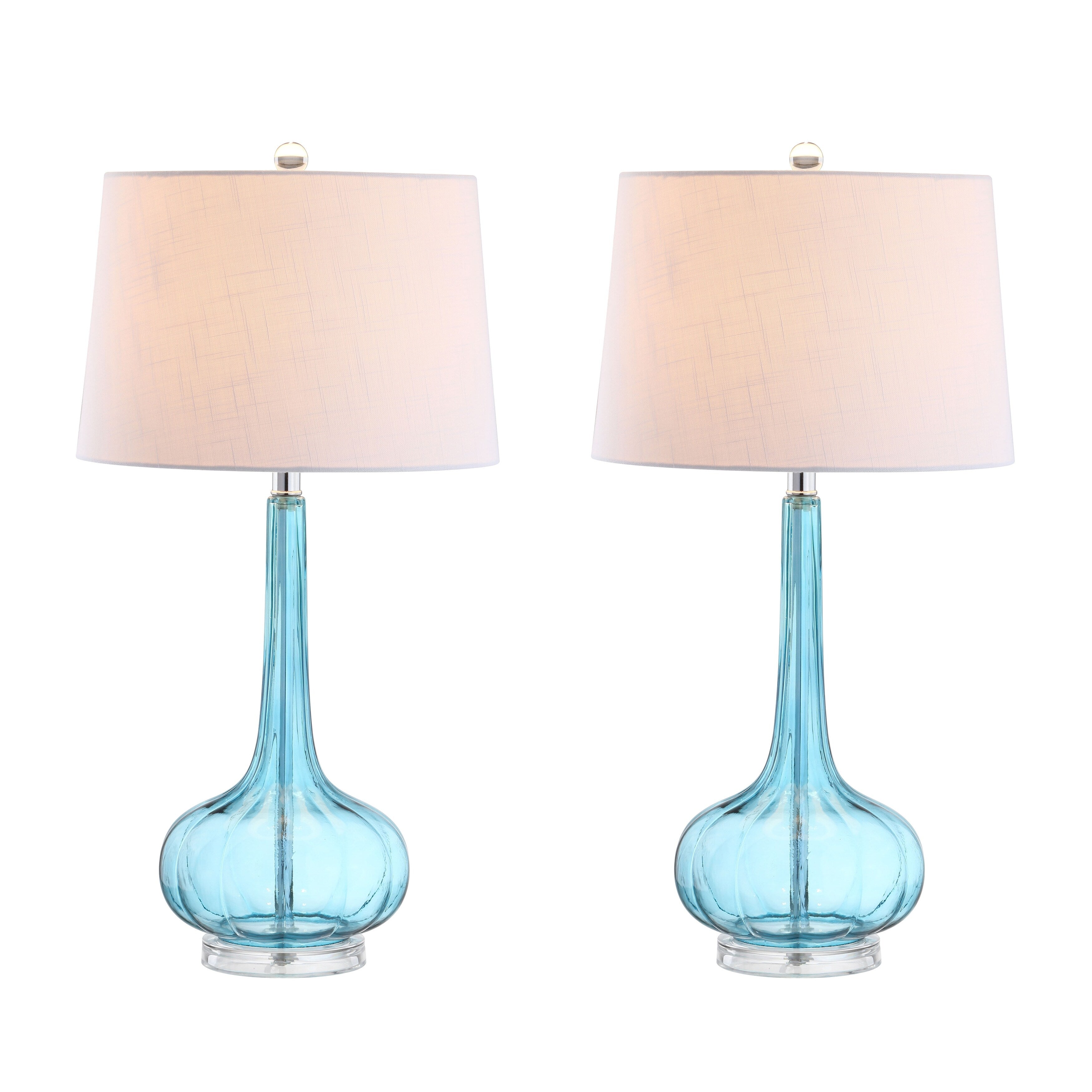 Lampe de table à LED Diamante 28,5 en verre, forme goutte d'eau, rose (lot de 2) par JONATHAN Y
