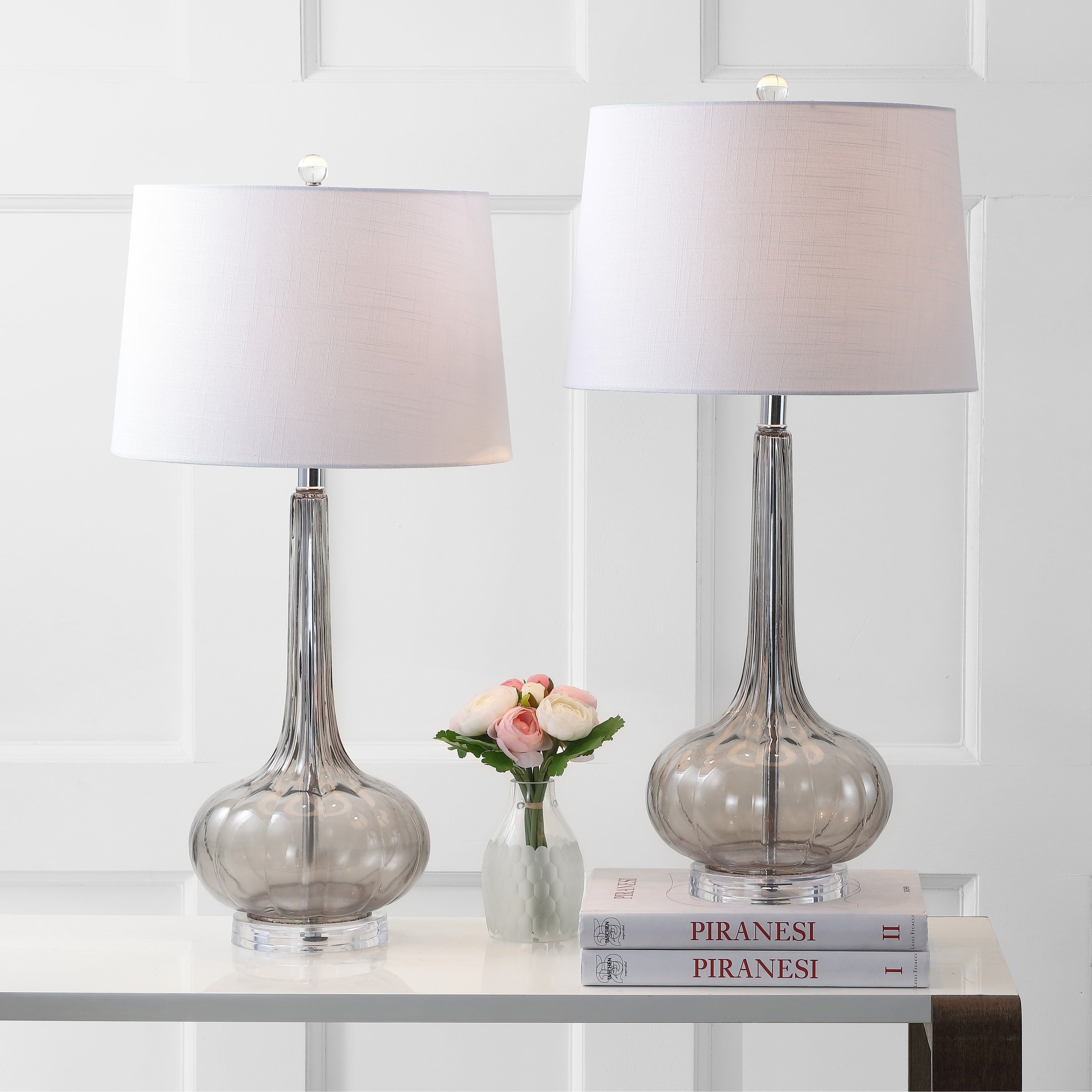 Lampe de table à LED Diamante 28,5 en verre, forme goutte d'eau, rose (lot de 2) par JONATHAN Y