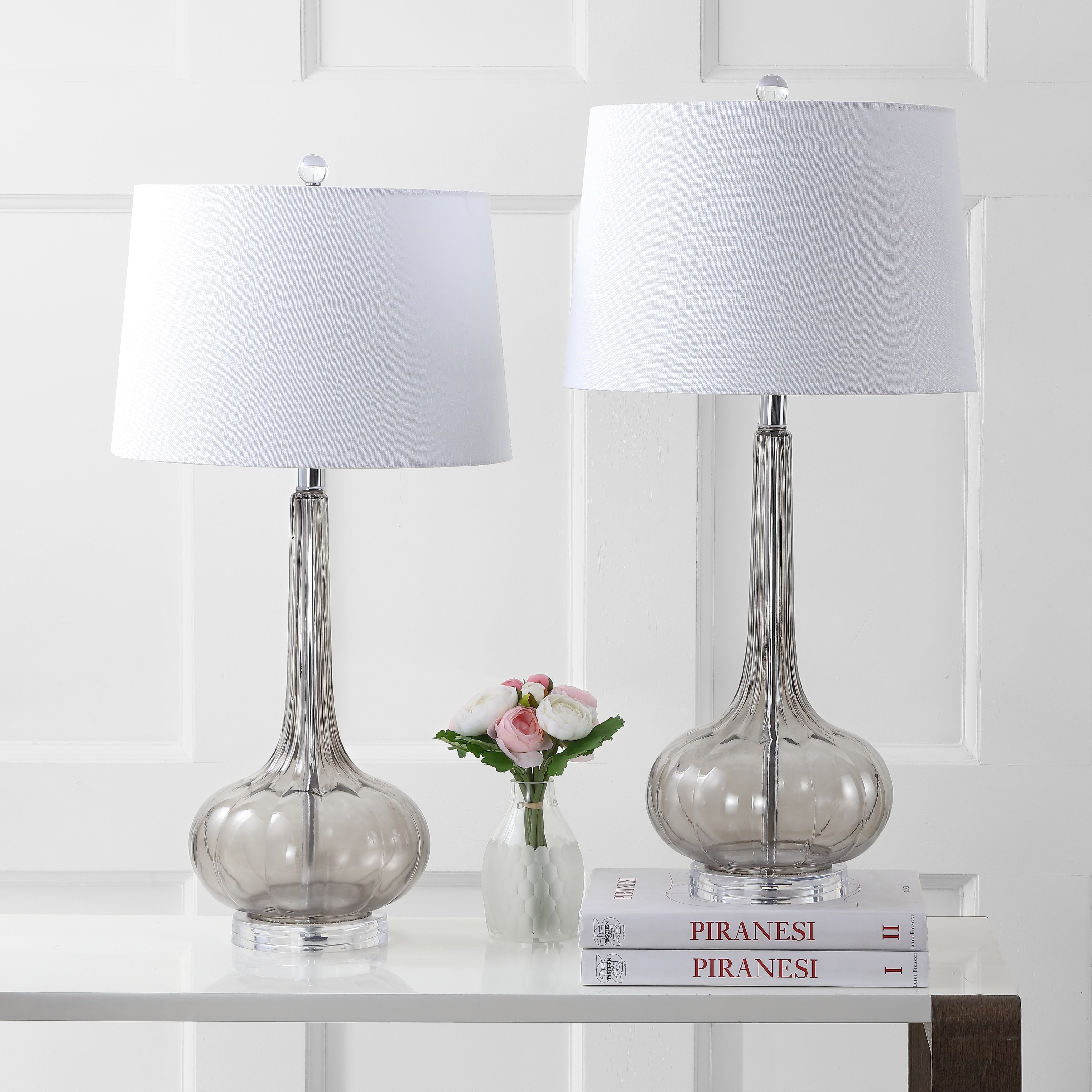 Lampe de table à LED Diamante 28,5 en verre, forme goutte d'eau, rose (lot de 2) par JONATHAN Y