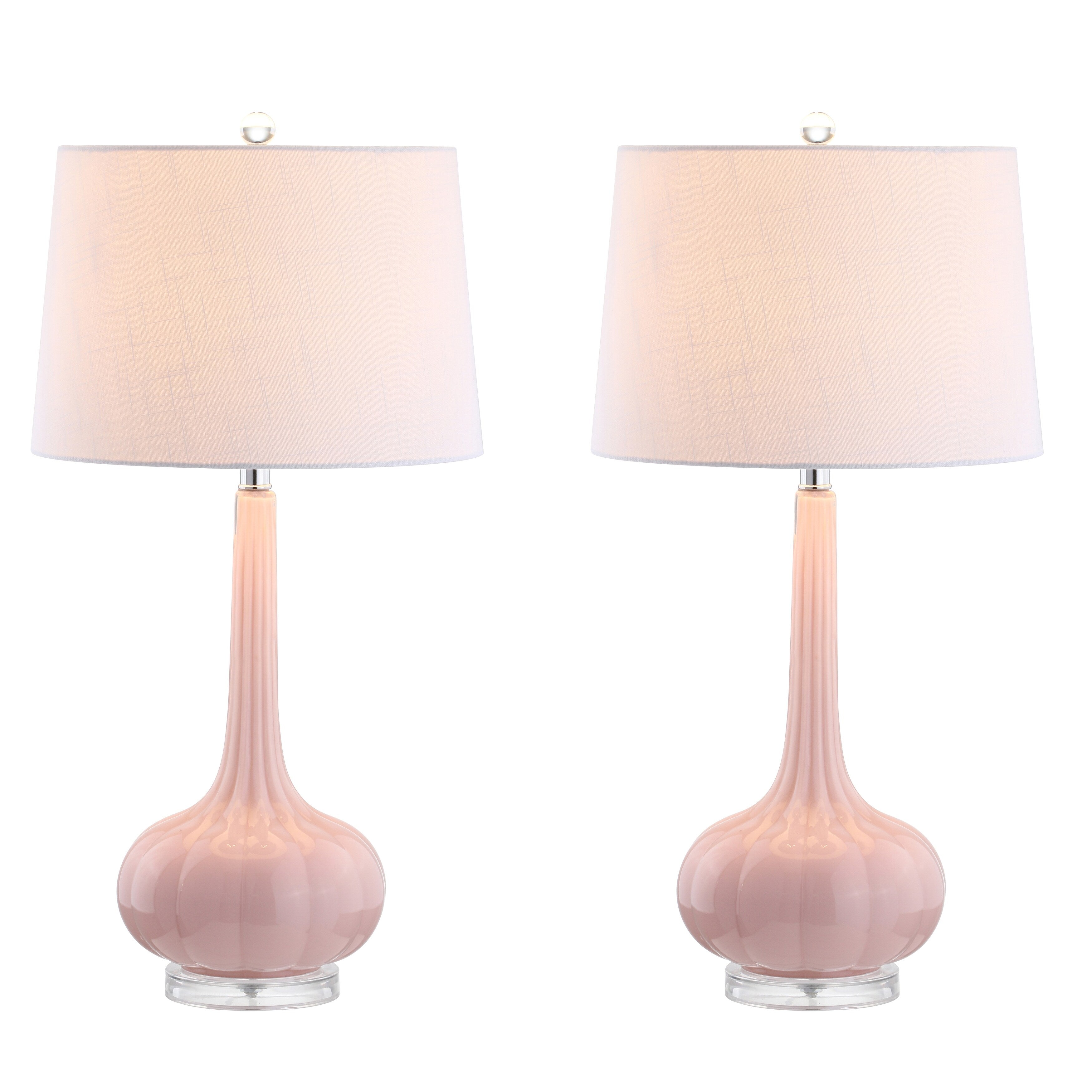 Lampe de table à LED Diamante 28,5 en verre, forme goutte d'eau, rose (lot de 2) par JONATHAN Y