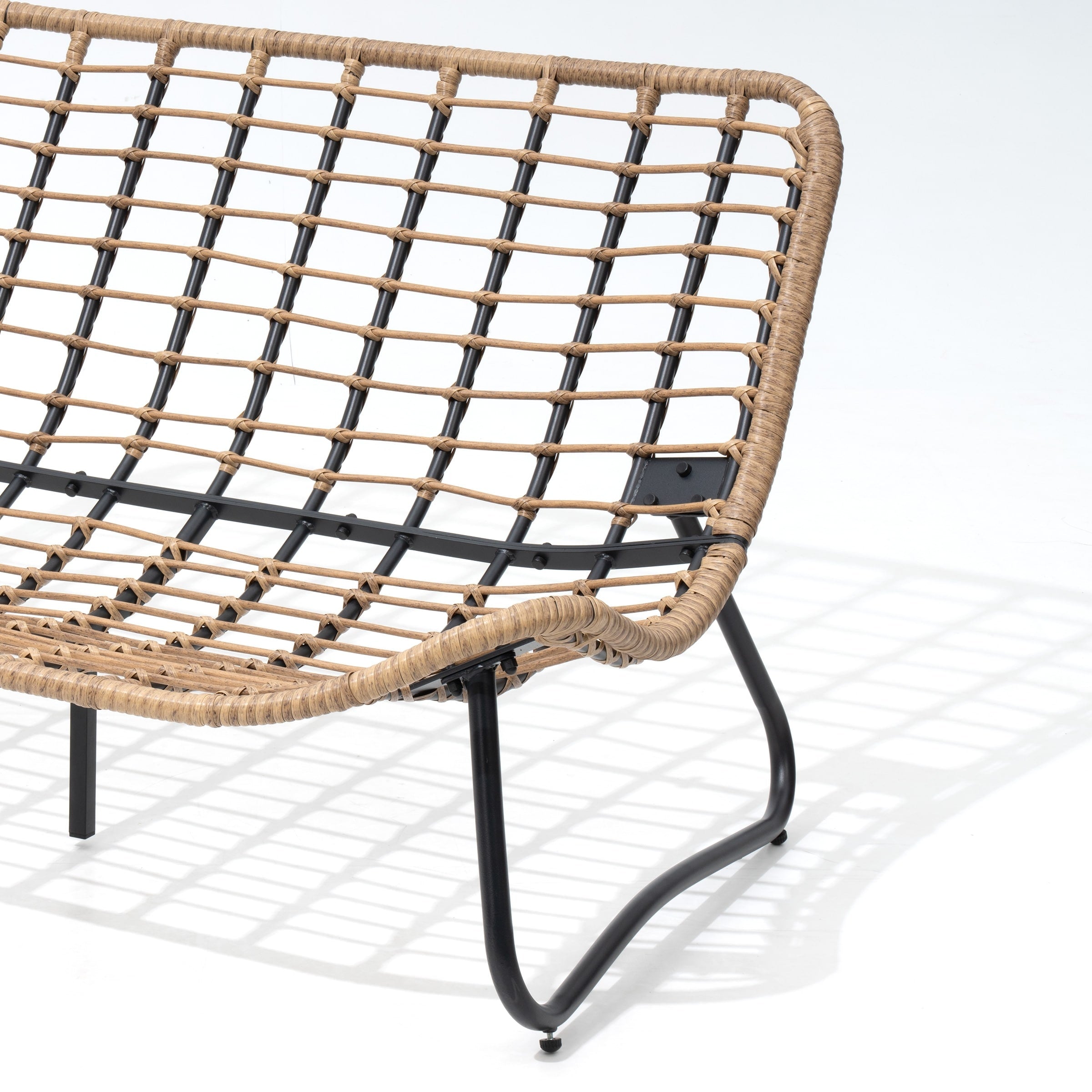 Fauteuil Papasan double avec coussin, rotin PE toutes saisons et cadre en métal pour intérieur et extérieur