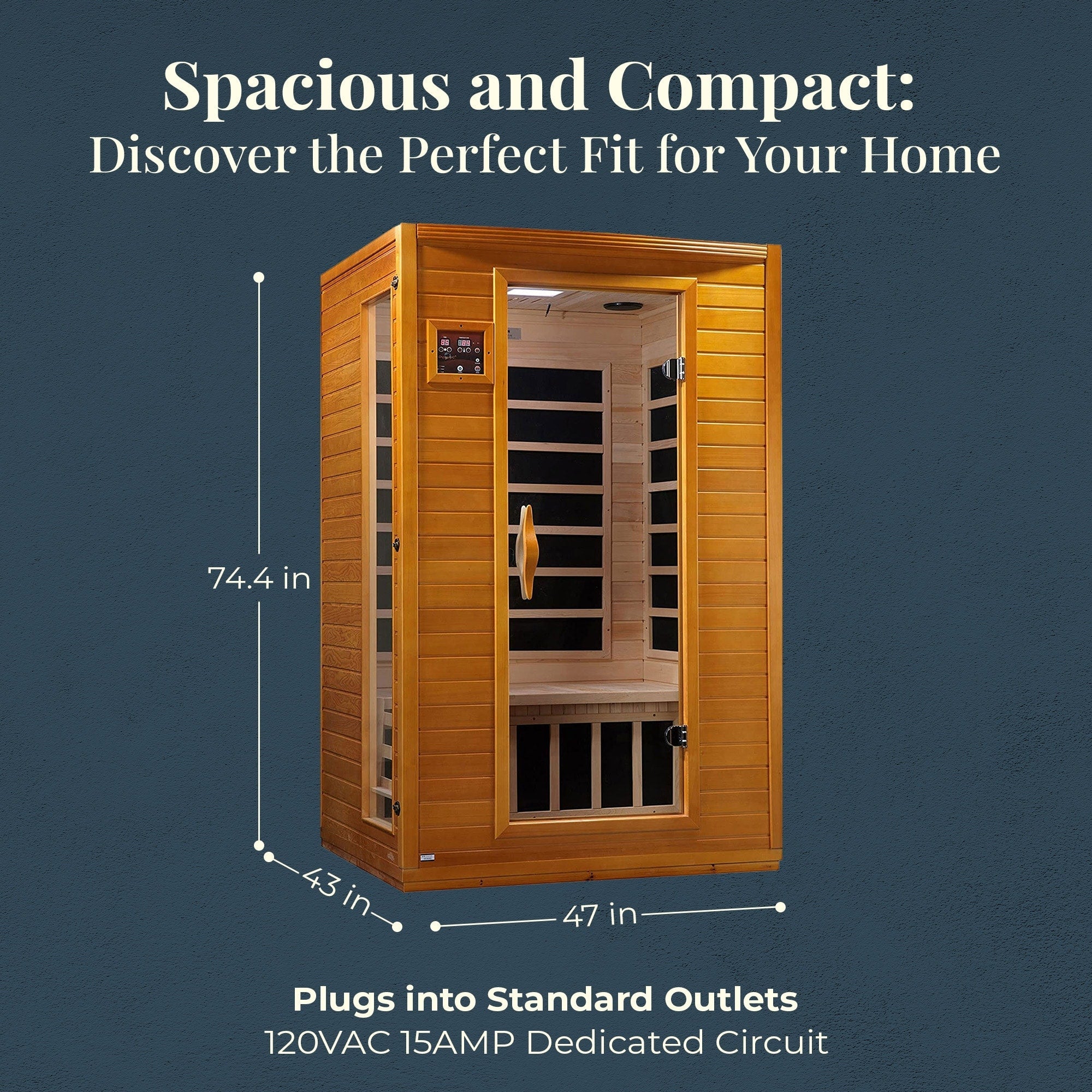Saunas dynamiques Andora, sauna infrarouge lointain à faible champ électromagnétique pour 2 personnes, bois de pruche du Canada