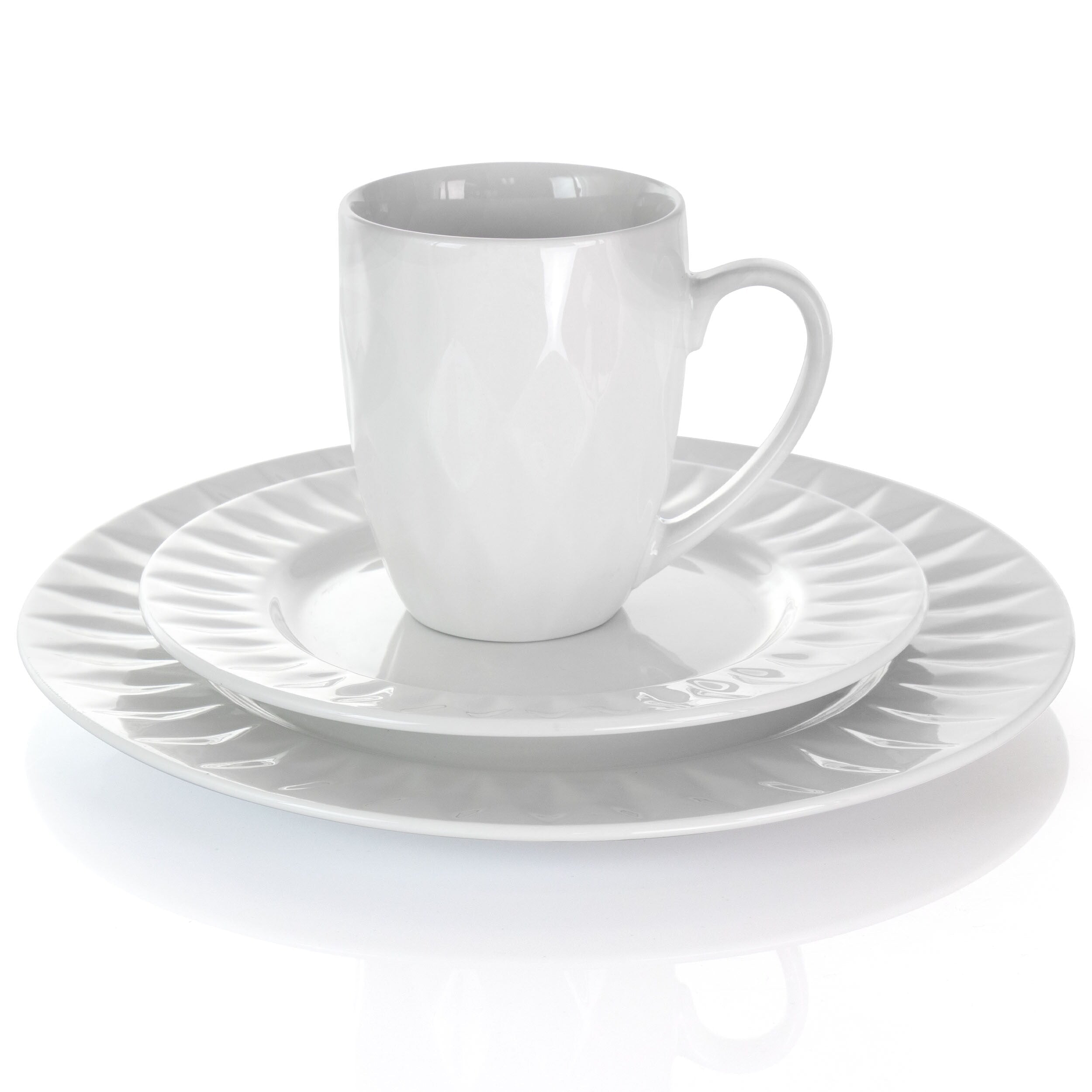 Service de table Elama Sienna 18 pièces en grès blanc