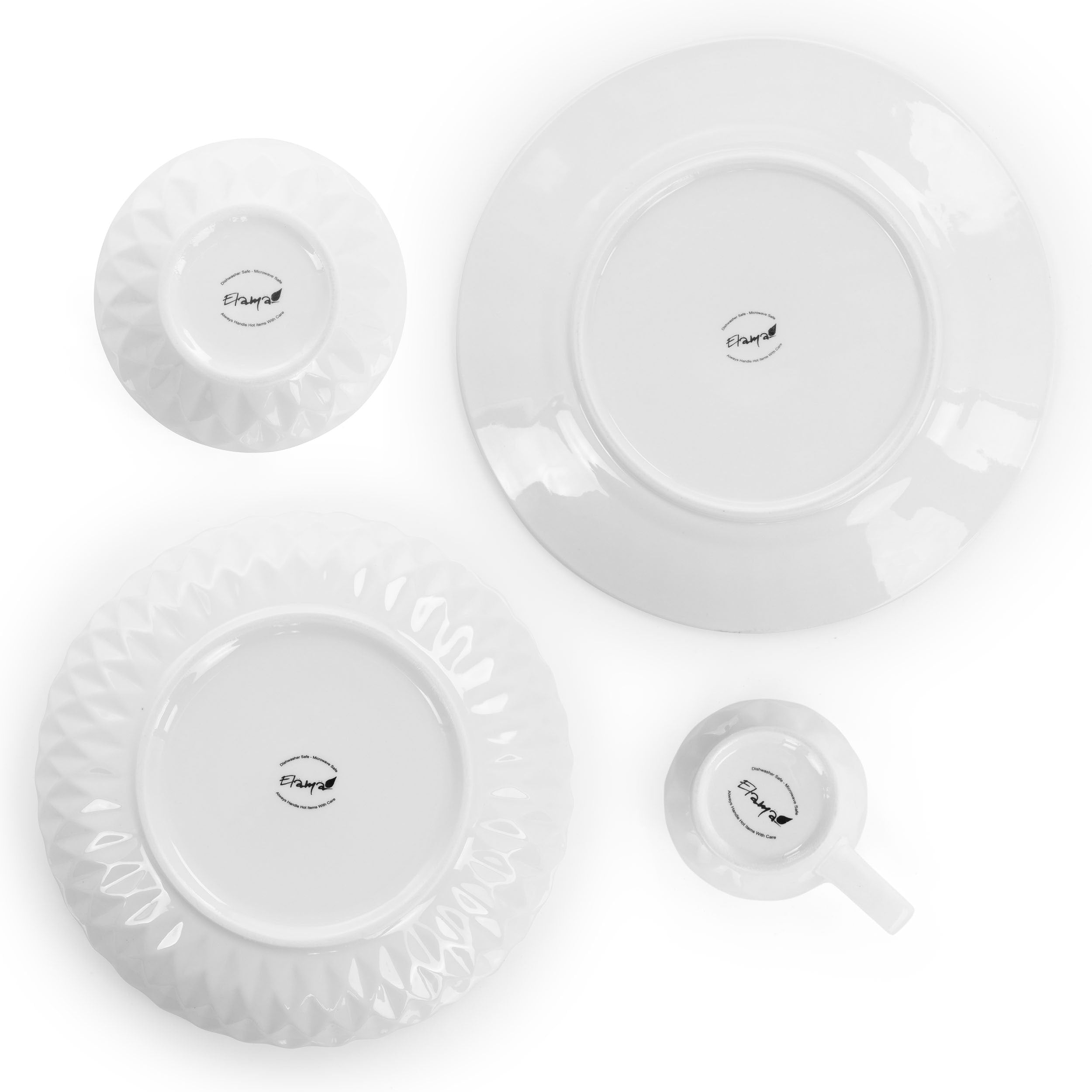 Service de table Elama Sienna 18 pièces en grès blanc