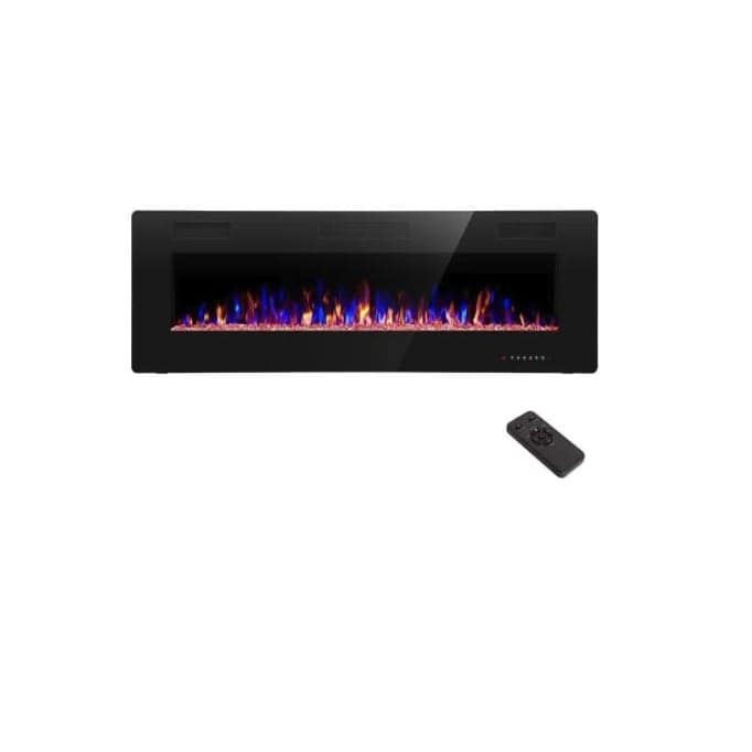Cheminée électrique LED multicolore encastrée murale moderne, ultra-mince et silencieuse