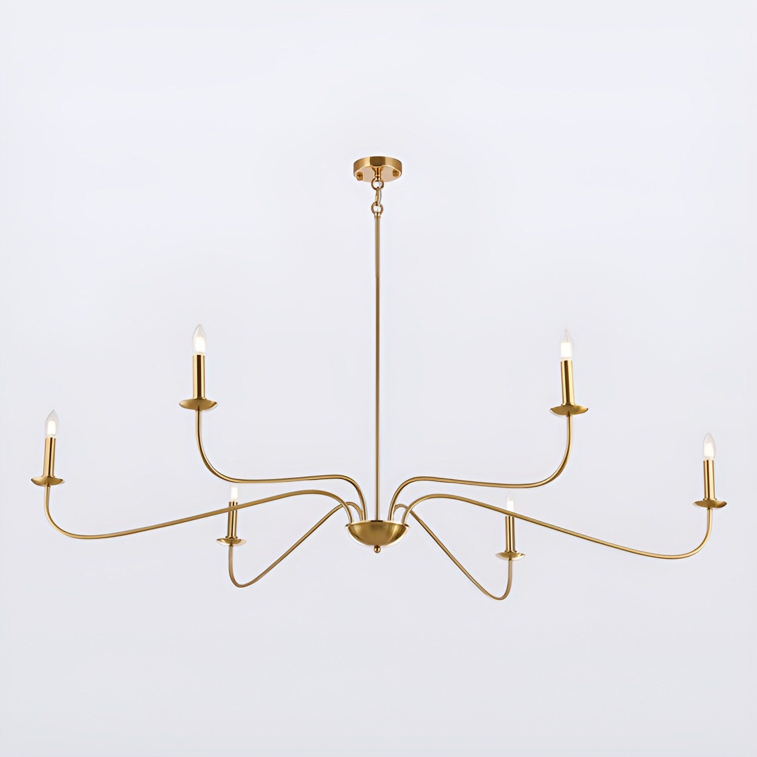 Lustre minimaliste français classique à 6 lumières avec éclairage de style bougie
