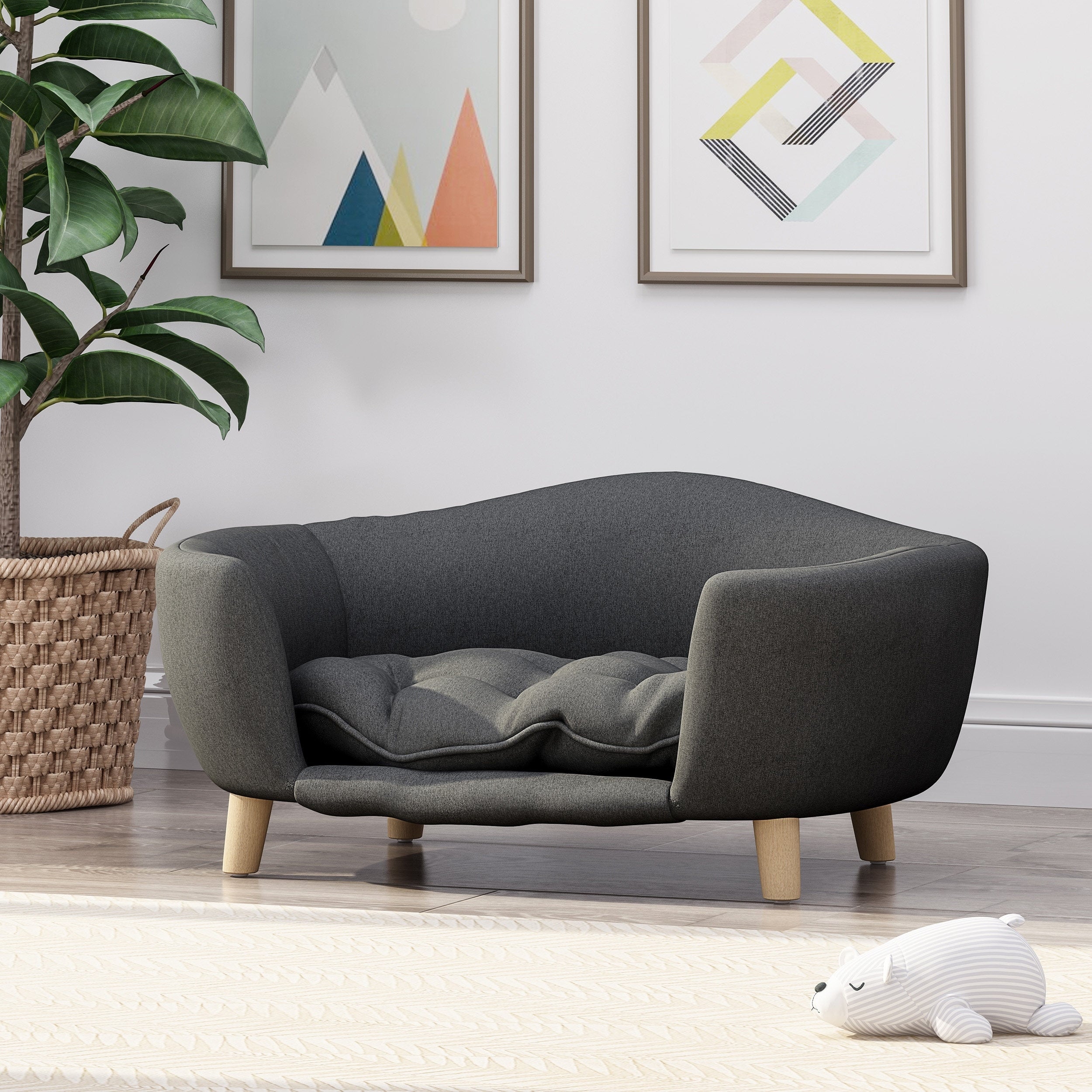 Lit pour animal de compagnie en tissu Ferncliffe Mid-Century par Christopher Knight Home