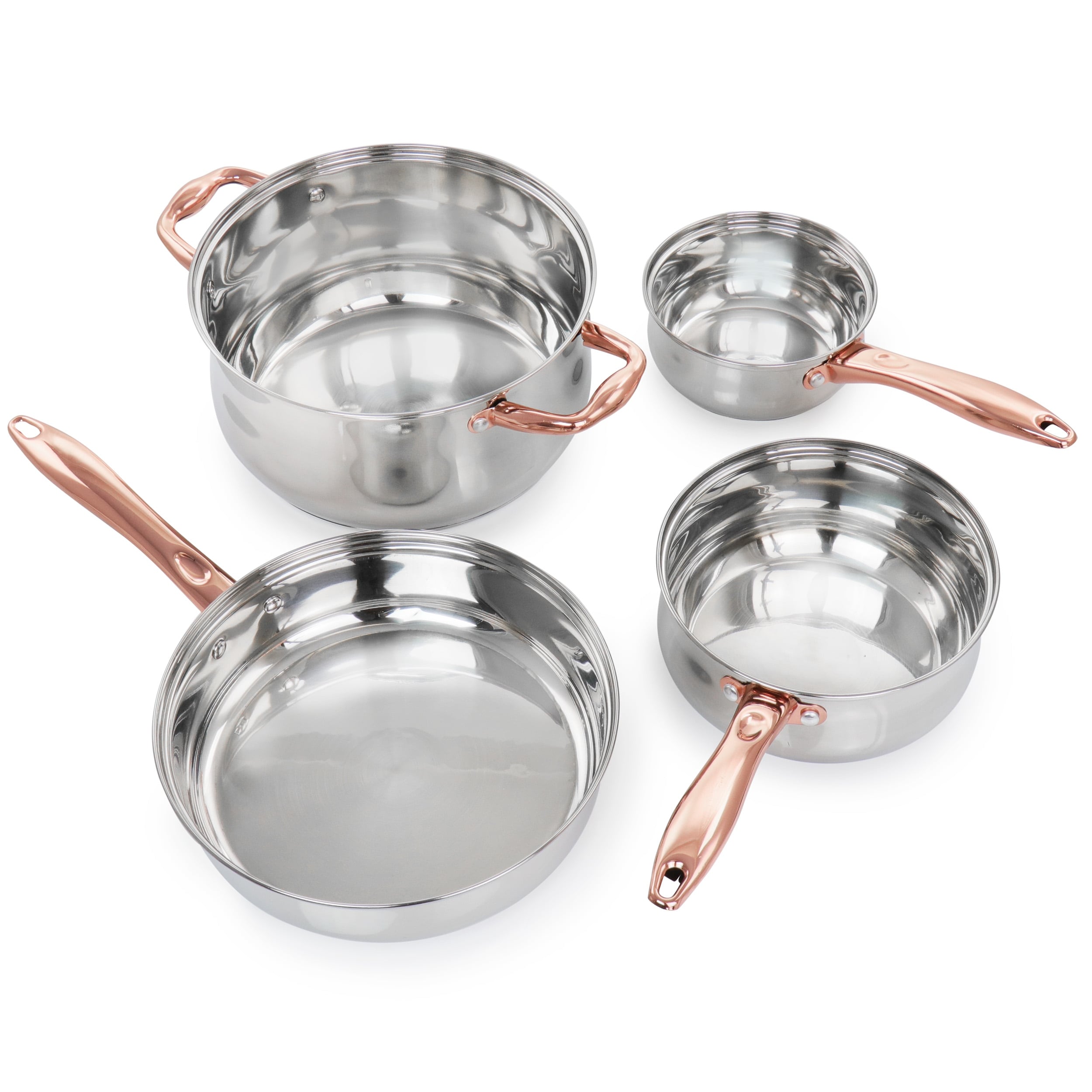 Batterie de cuisine Gibson Home Bransonville 8 pièces en acier inoxydable, chrome et bronze