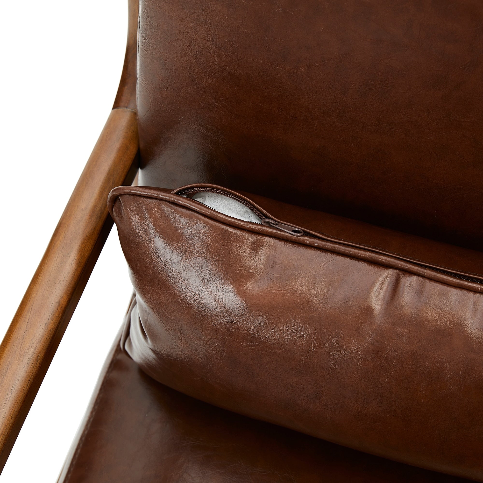 Fauteuil d'appoint moderne en cuir synthétique Glitzhome 30,75 po de hauteur, style milieu de siècle, avec coussin – 25,75 po de largeur x 33,75 po de profondeur x 30,75 po de hauteur