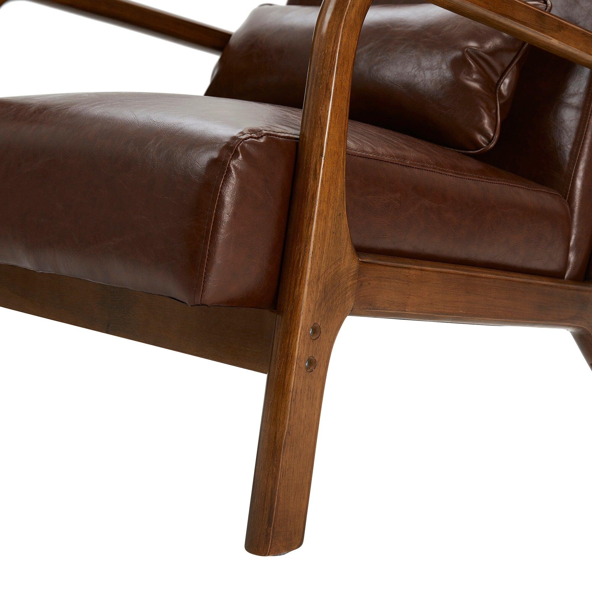 Fauteuil d'appoint moderne en cuir synthétique Glitzhome 30,75 po de hauteur, style milieu de siècle, avec coussin – 25,75 po de largeur x 33,75 po de profondeur x 30,75 po de hauteur