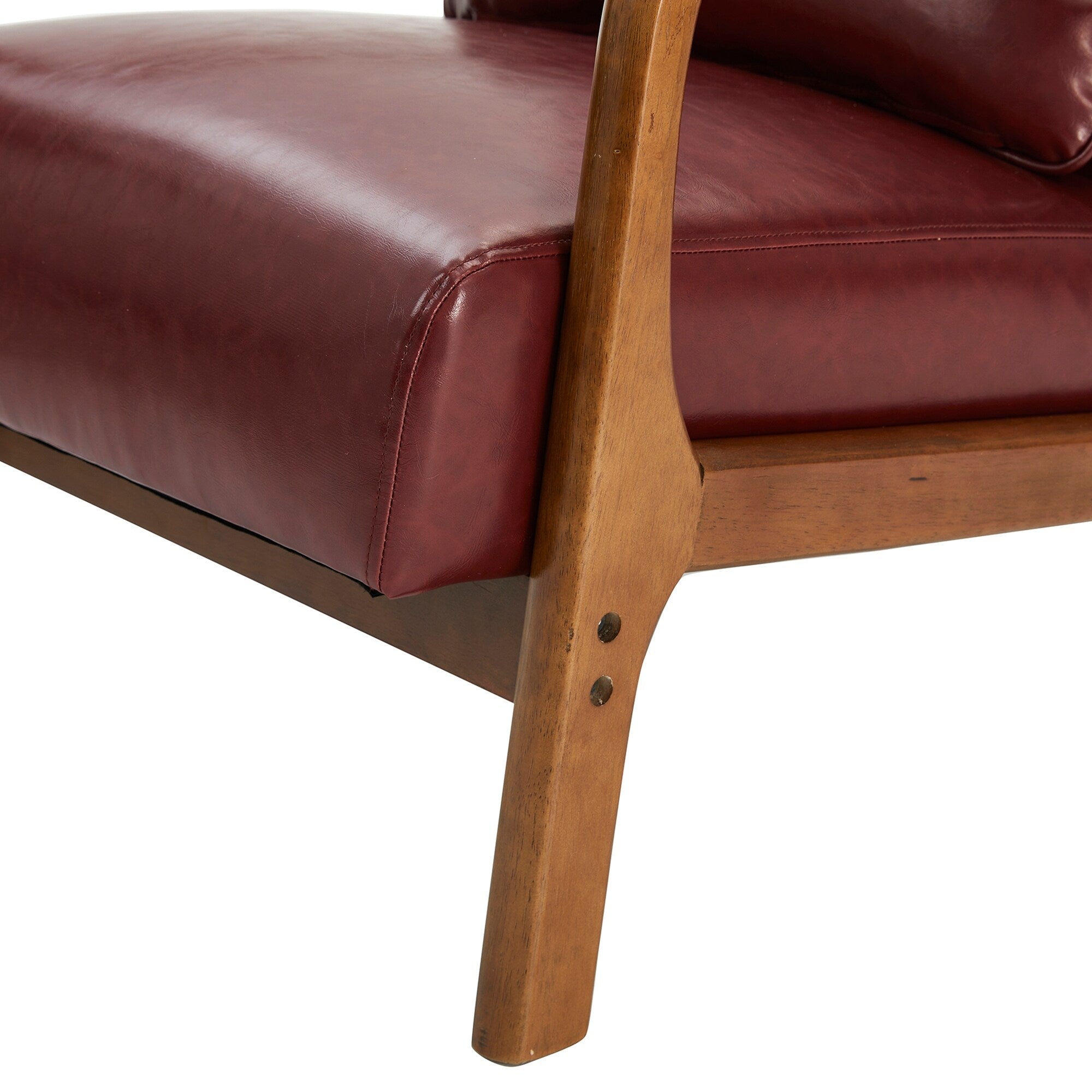 Fauteuil d'appoint moderne en cuir synthétique Glitzhome 30,75 po de hauteur, style milieu de siècle, avec coussin – 25,75 po de largeur x 33,75 po de profondeur x 30,75 po de hauteur