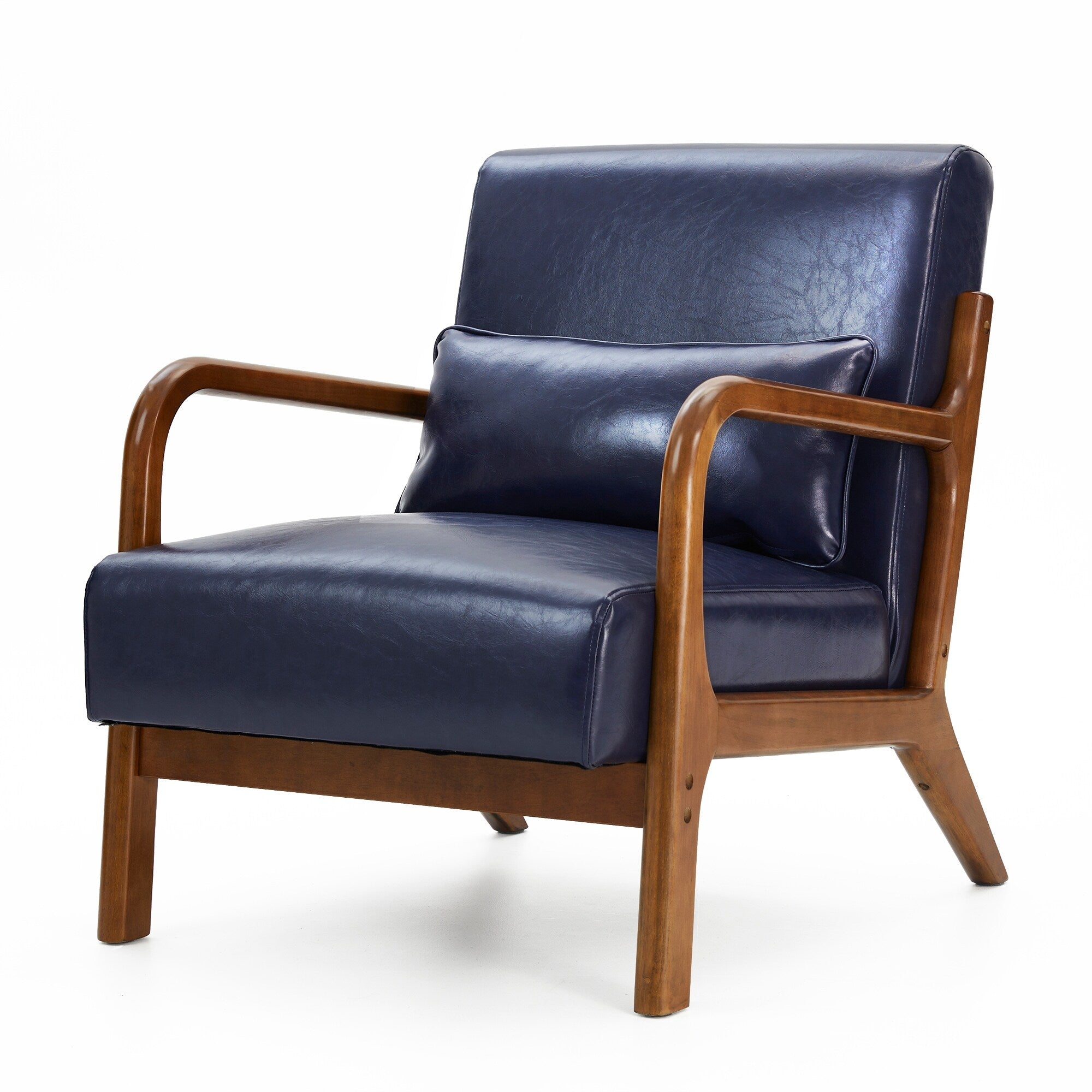 Fauteuil d'appoint moderne en cuir synthétique Glitzhome 30,75 po de hauteur, style milieu de siècle, avec coussin – 25,75 po de largeur x 33,75 po de profondeur x 30,75 po de hauteur