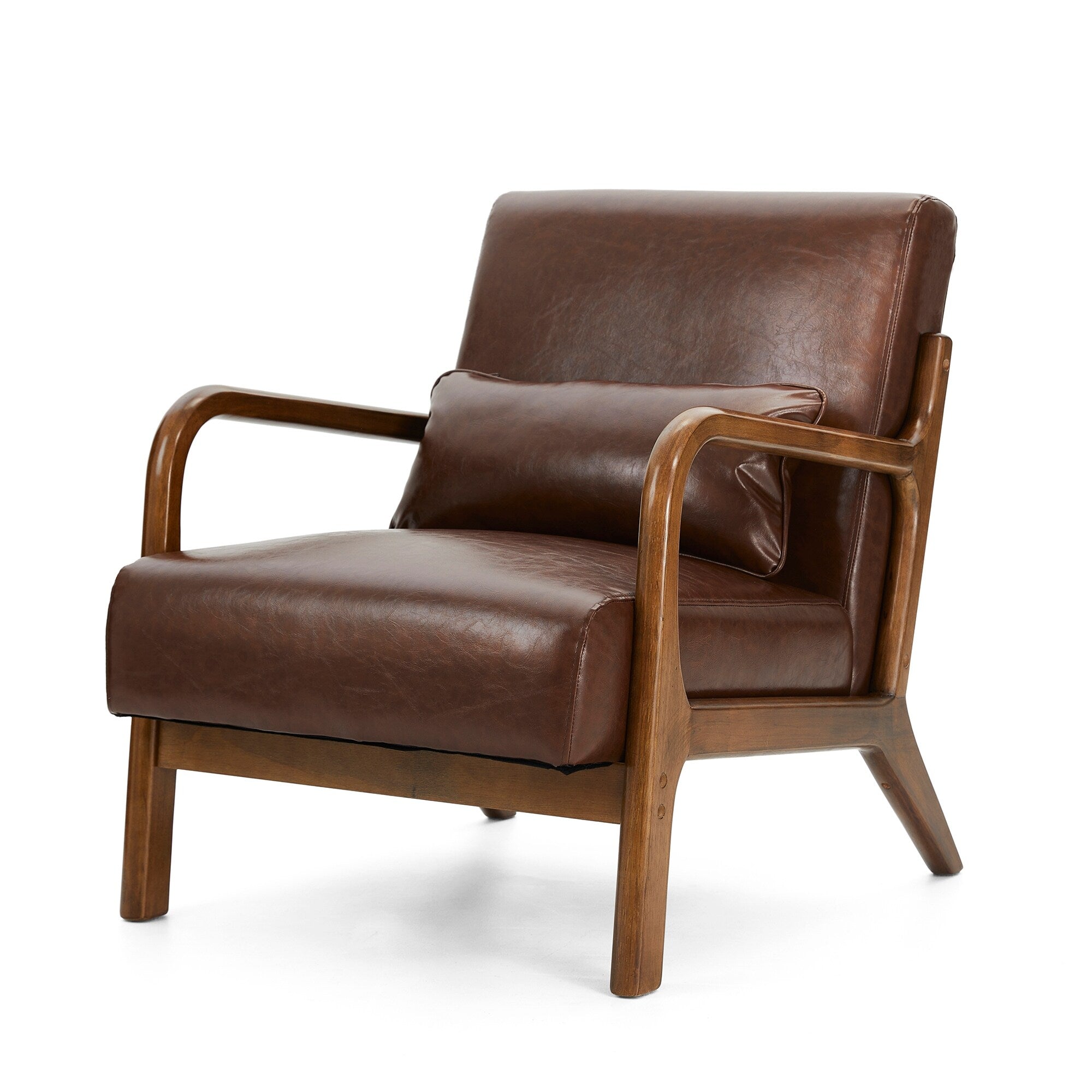 Fauteuil d'appoint moderne en cuir synthétique Glitzhome 30,75 po de hauteur, style milieu de siècle, avec coussin – 25,75 po de largeur x 33,75 po de profondeur x 30,75 po de hauteur