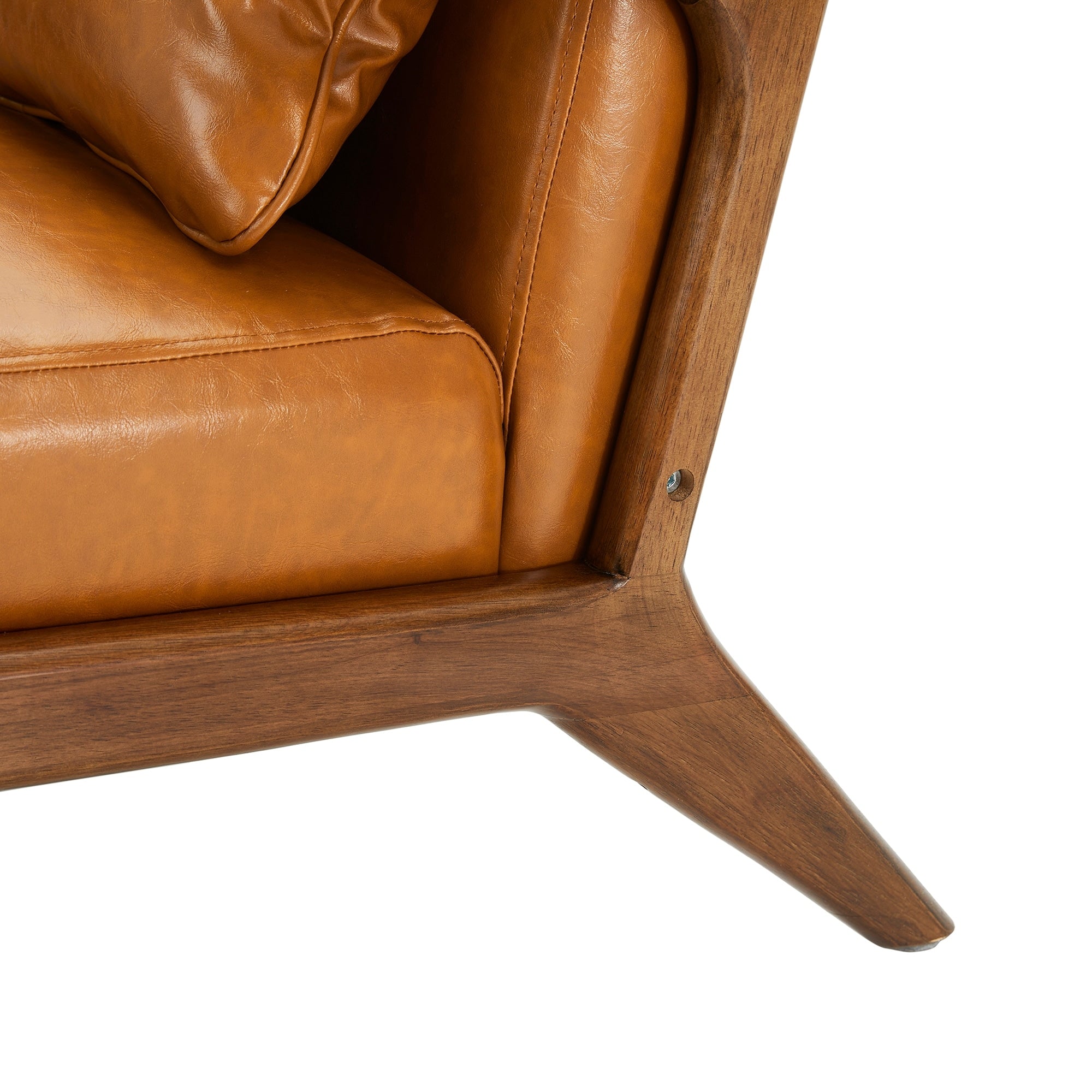 Fauteuil d'appoint moderne en cuir synthétique Glitzhome 30,75 po de hauteur, style milieu de siècle, avec coussin – 25,75 po de largeur x 33,75 po de profondeur x 30,75 po de hauteur