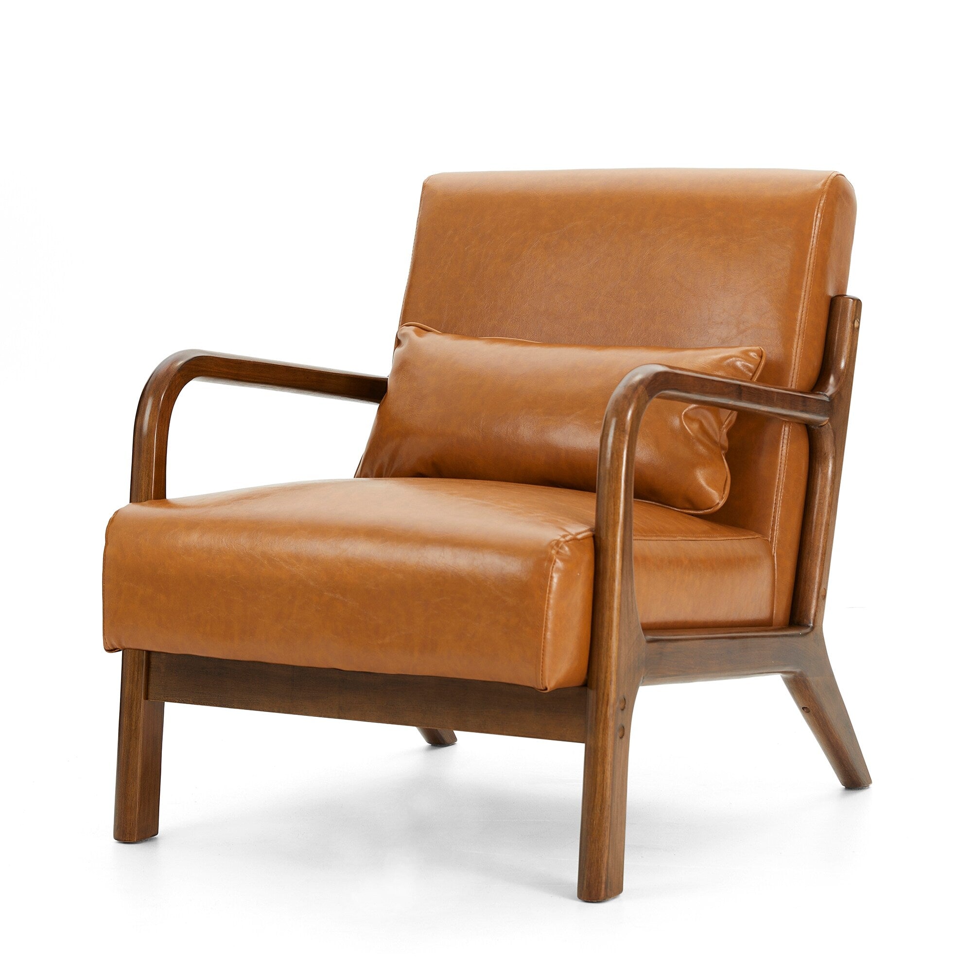 Fauteuil d'appoint moderne en cuir synthétique Glitzhome 30,75 po de hauteur, style milieu de siècle, avec coussin – 25,75 po de largeur x 33,75 po de profondeur x 30,75 po de hauteur