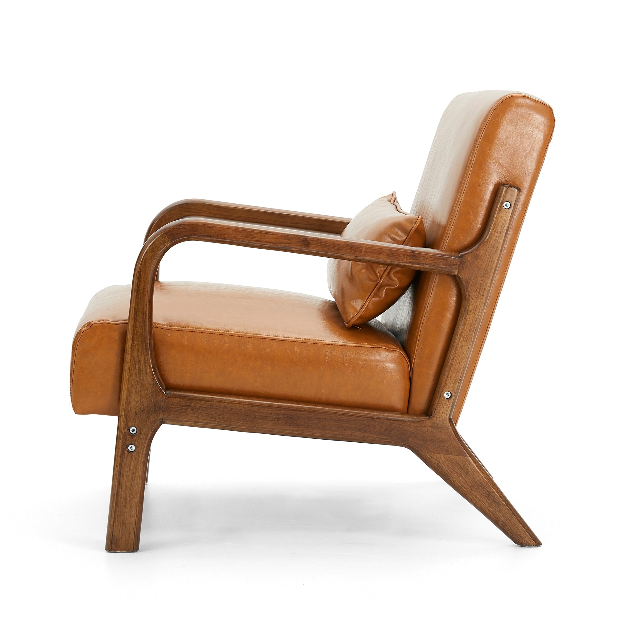 Fauteuil d'appoint moderne en cuir synthétique Glitzhome 30,75 po de hauteur, style milieu de siècle, avec coussin – 25,75 po de largeur x 33,75 po de profondeur x 30,75 po de hauteur