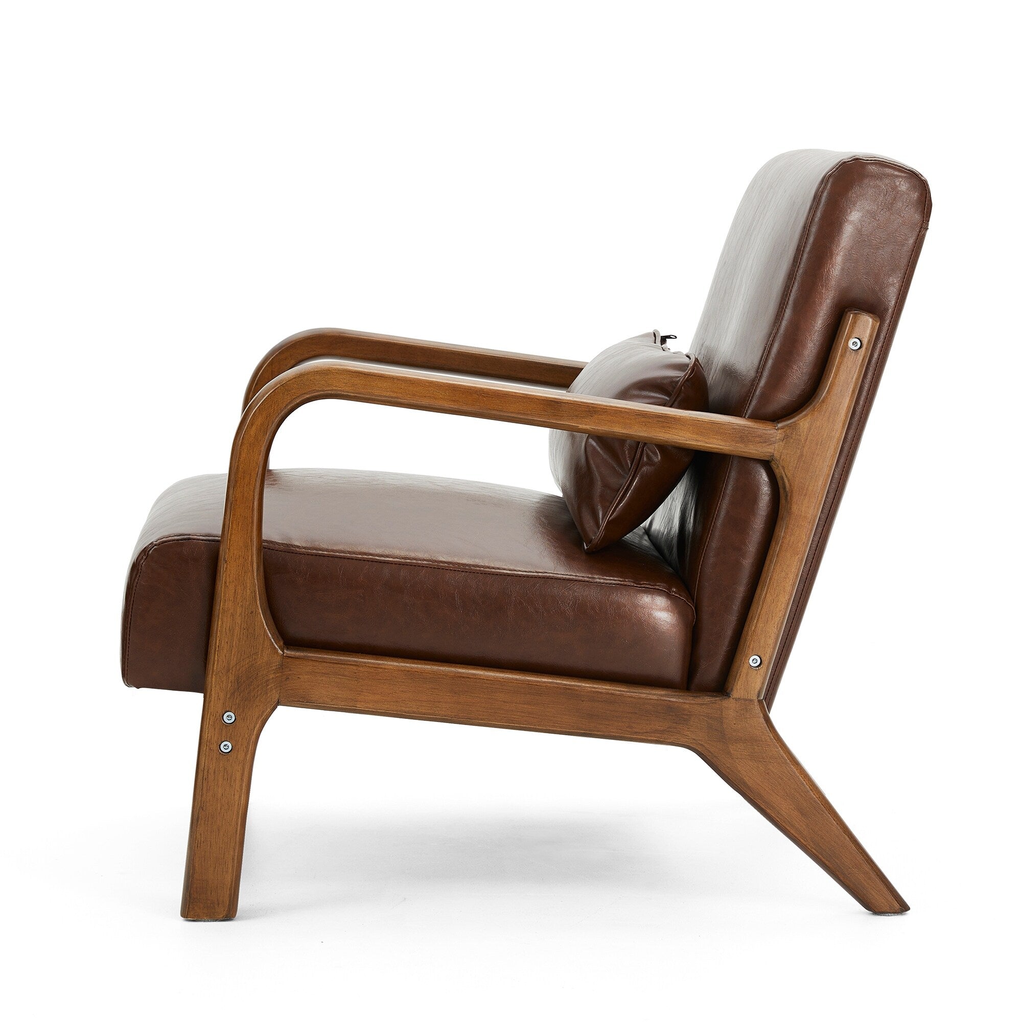 Fauteuil d'appoint moderne en cuir synthétique Glitzhome 30,75 po de hauteur, style milieu de siècle, avec coussin – 25,75 po de largeur x 33,75 po de profondeur x 30,75 po de hauteur