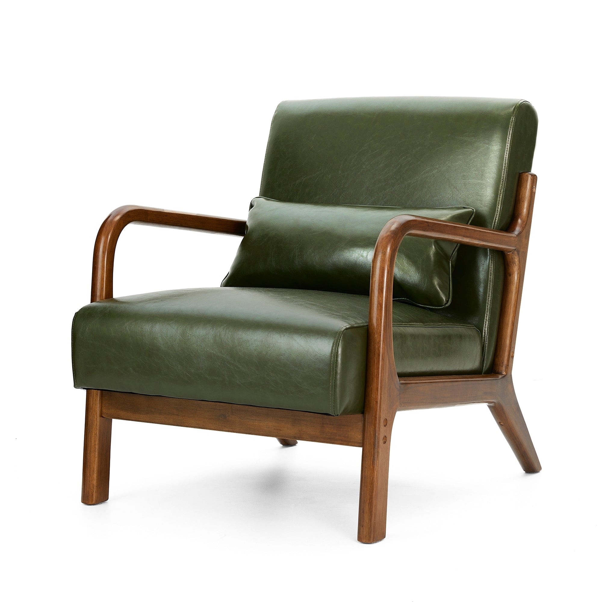 Fauteuil d'appoint moderne en cuir synthétique Glitzhome 30,75 po de hauteur, style milieu de siècle, avec coussin – 25,75 po de largeur x 33,75 po de profondeur x 30,75 po de hauteur