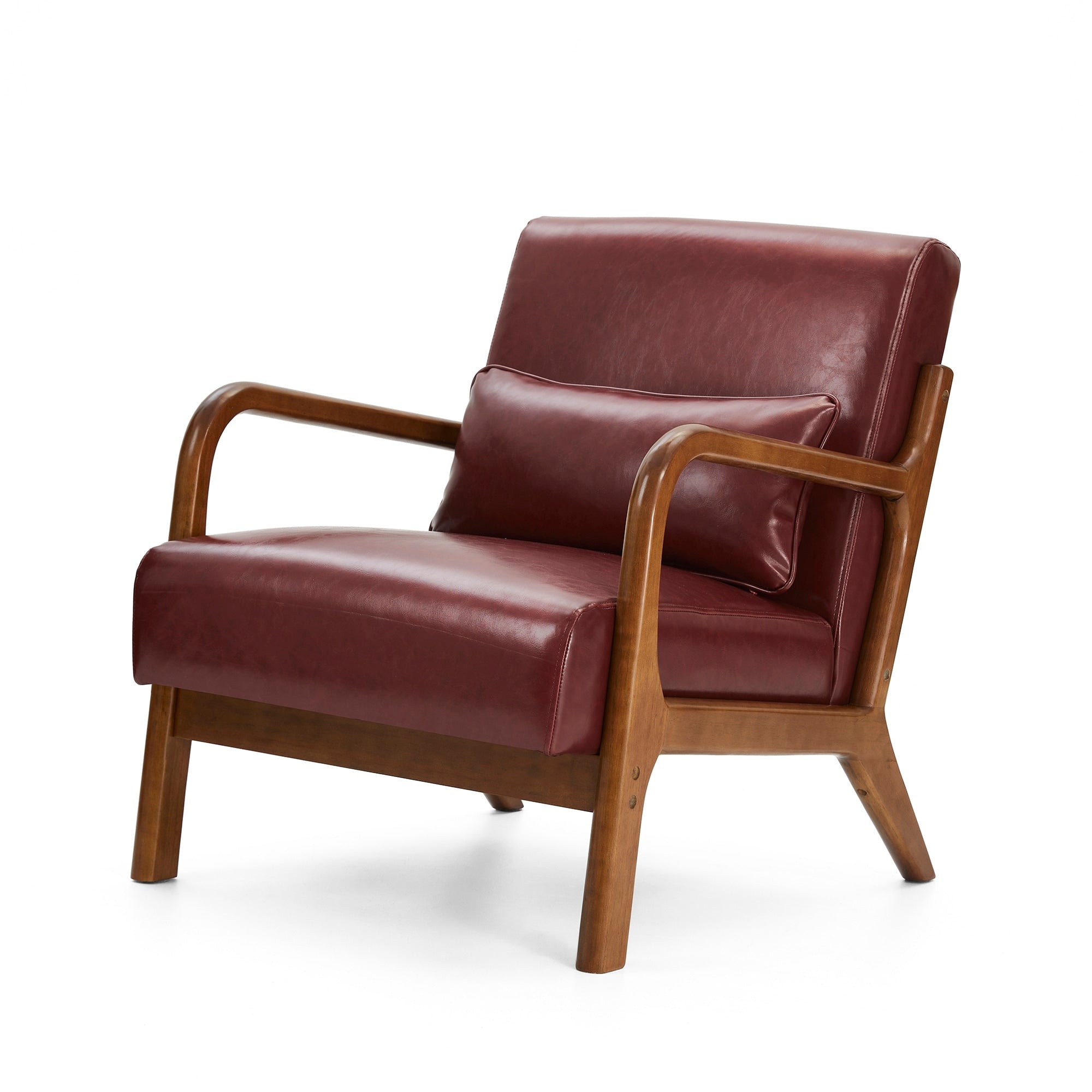 Fauteuil d'appoint moderne en cuir synthétique Glitzhome 30,75 po de hauteur, style milieu de siècle, avec coussin – 25,75 po de largeur x 33,75 po de profondeur x 30,75 po de hauteur