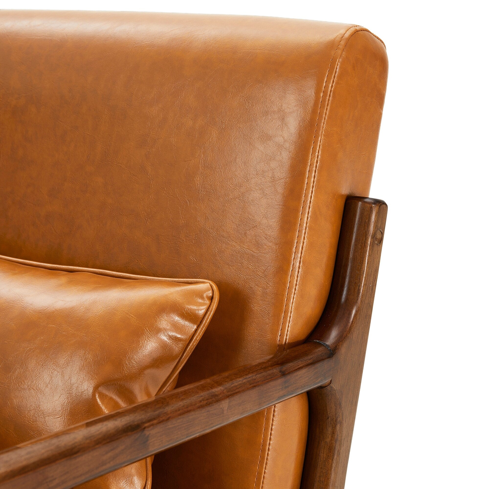 Fauteuil d'appoint moderne en cuir synthétique Glitzhome 30,75 po de hauteur, style milieu de siècle, avec coussin – 25,75 po de largeur x 33,75 po de profondeur x 30,75 po de hauteur