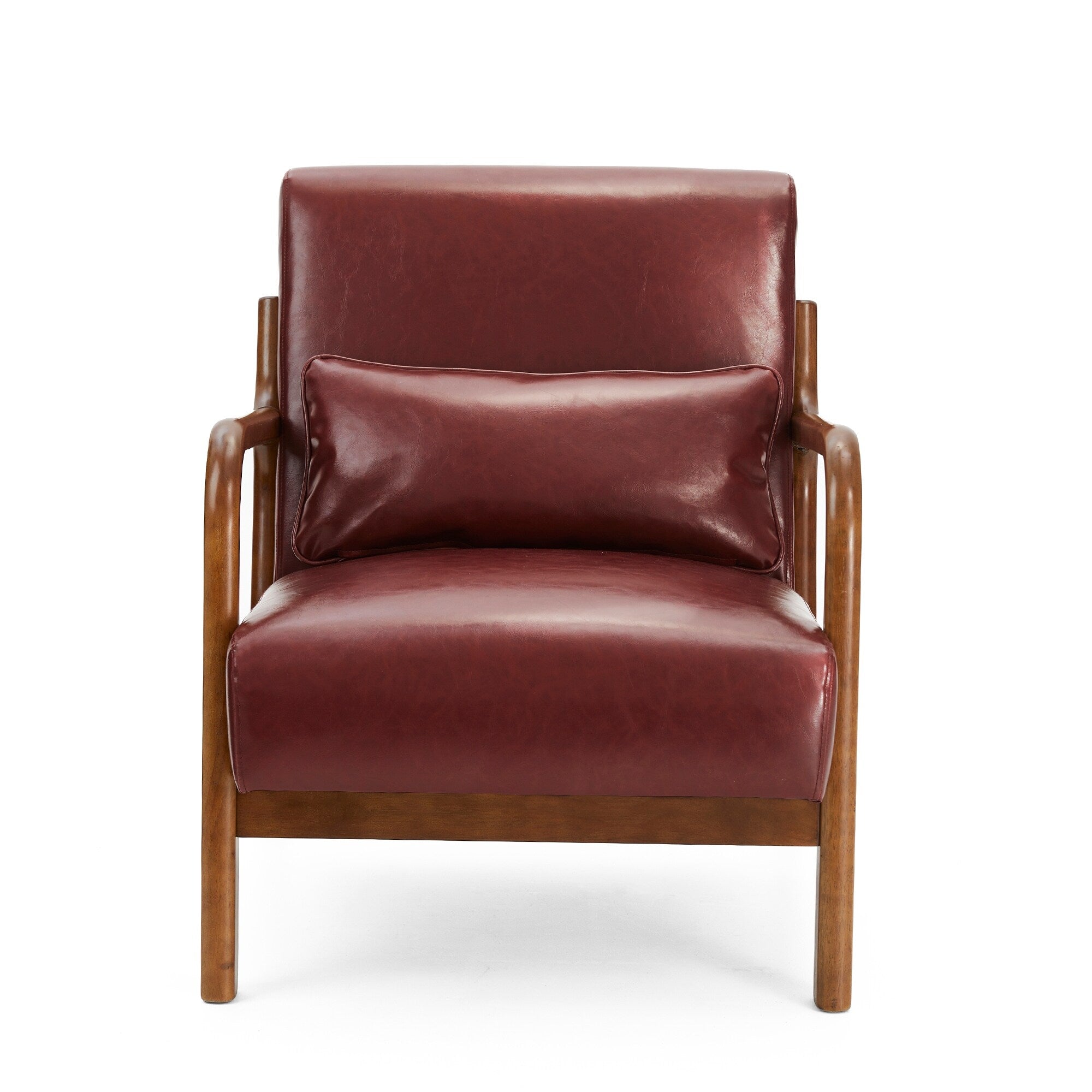 Fauteuil d'appoint moderne en cuir synthétique Glitzhome 30,75 po de hauteur, style milieu de siècle, avec coussin – 25,75 po de largeur x 33,75 po de profondeur x 30,75 po de hauteur