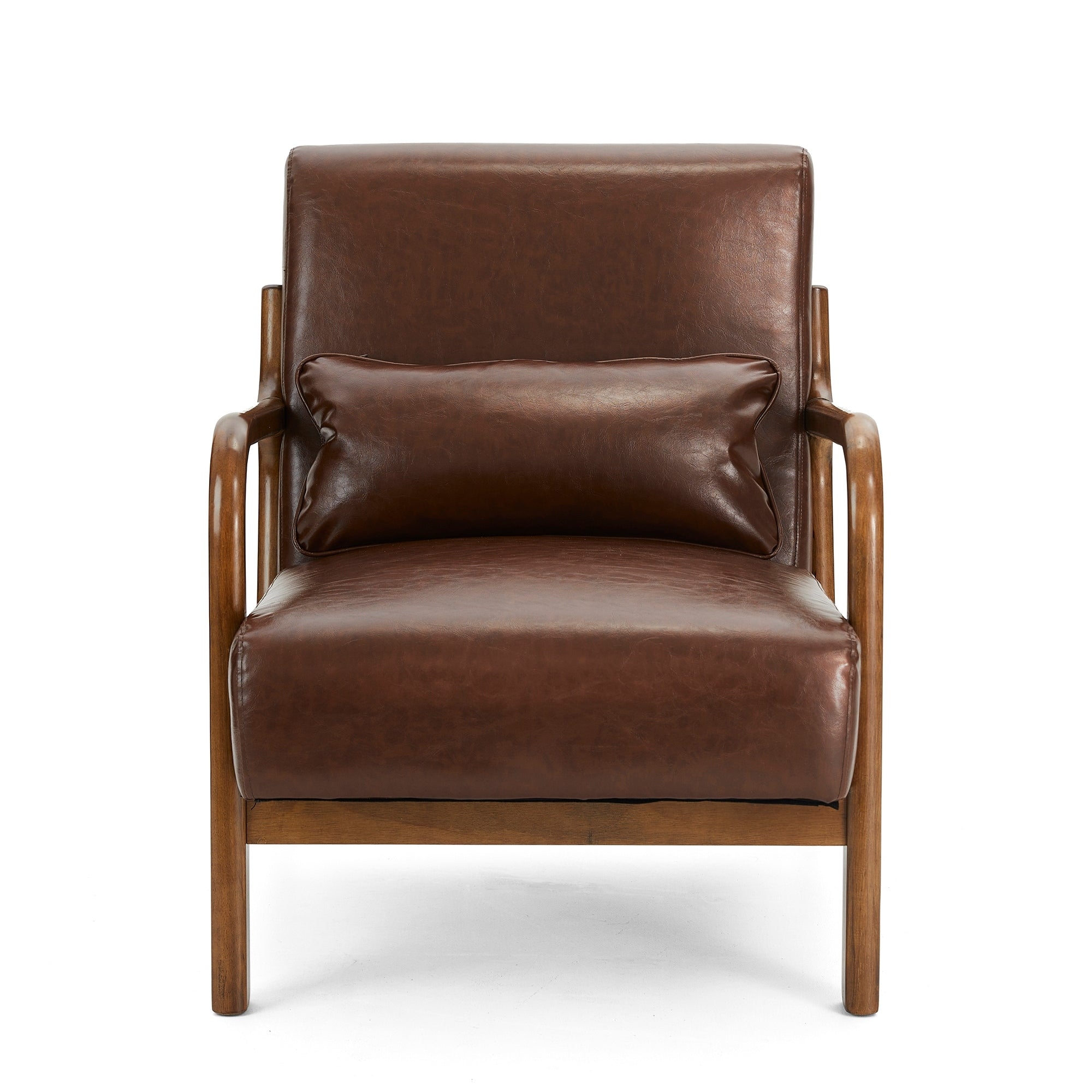 Fauteuil d'appoint moderne en cuir synthétique Glitzhome 30,75 po de hauteur, style milieu de siècle, avec coussin – 25,75 po de largeur x 33,75 po de profondeur x 30,75 po de hauteur