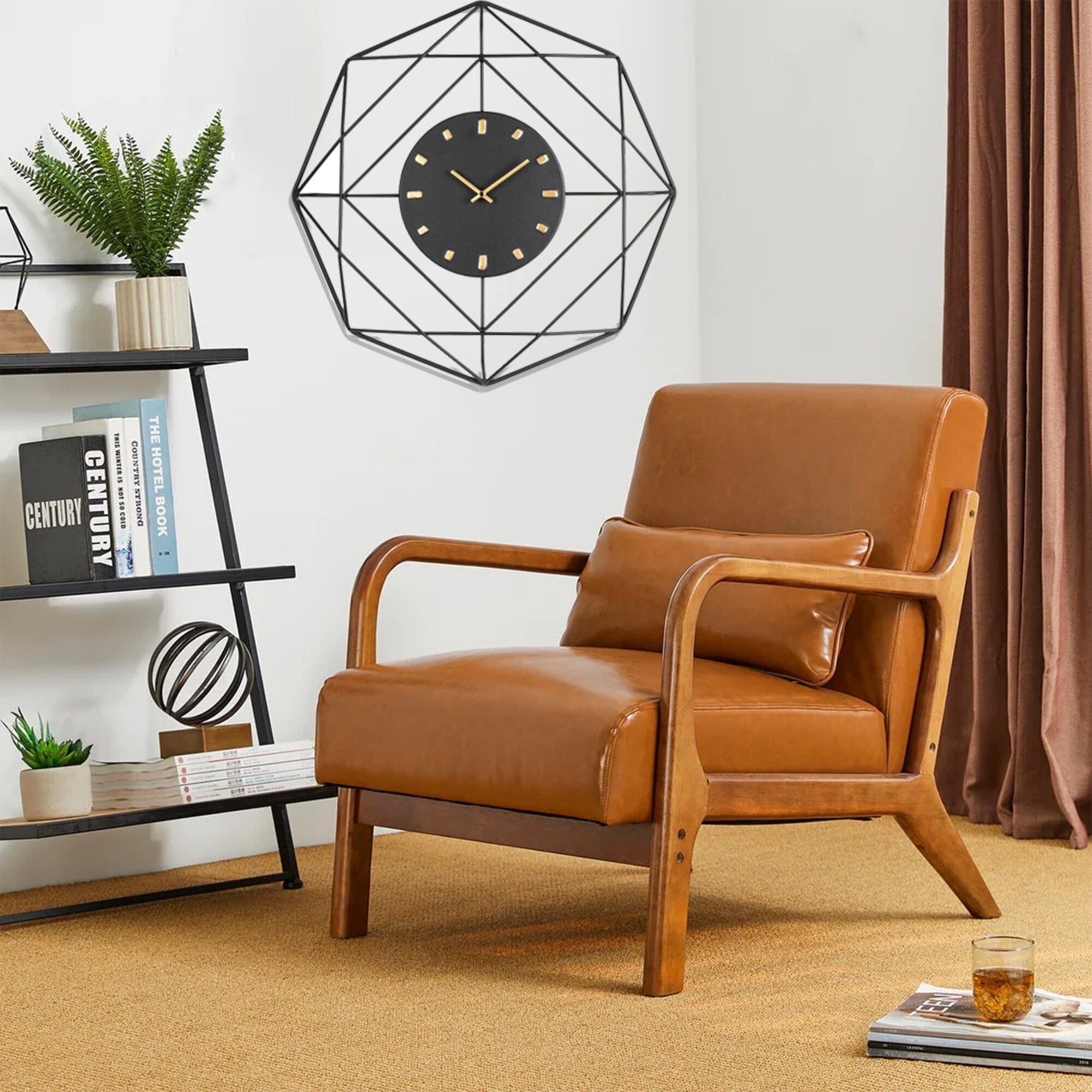 Fauteuil d'appoint moderne en cuir synthétique Glitzhome 30,75 po de hauteur, style milieu de siècle, avec coussin – 25,75 po de largeur x 33,75 po de profondeur x 30,75 po de hauteur