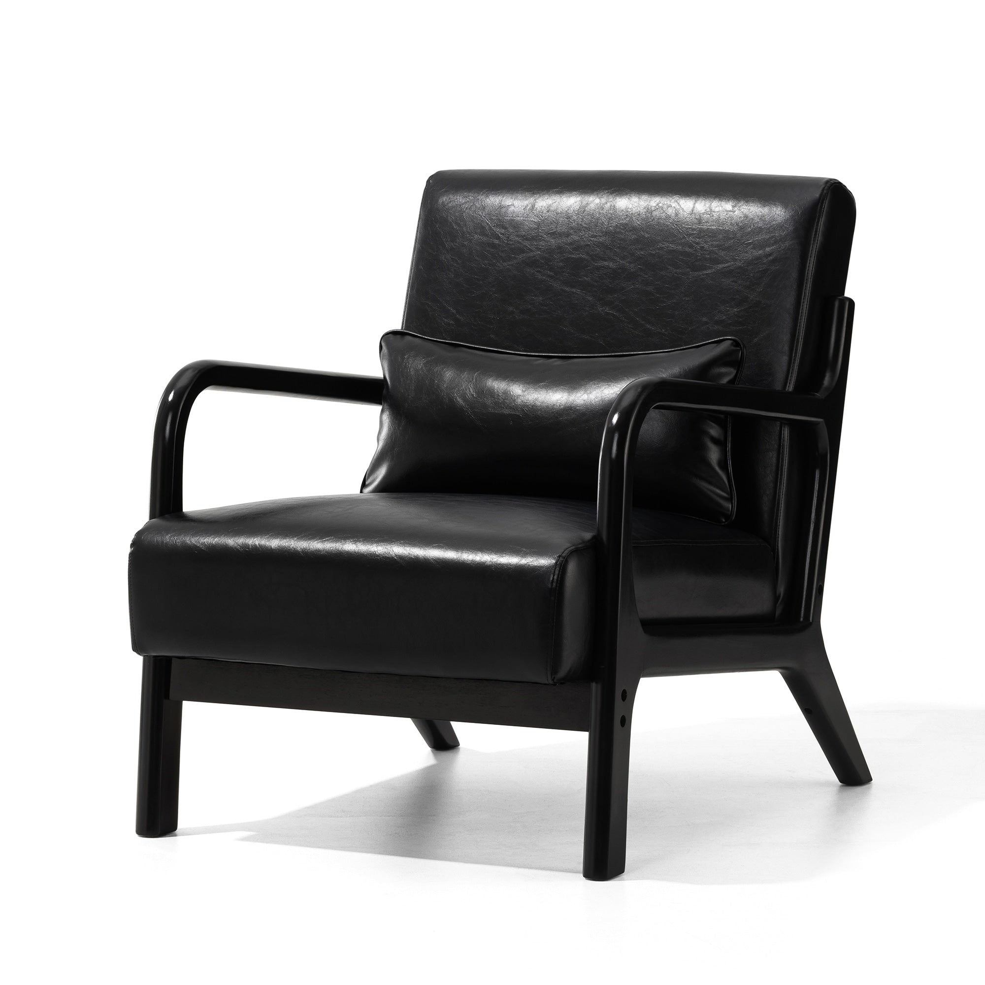Fauteuil d'appoint moderne en cuir synthétique Glitzhome 30,75 po de hauteur, style milieu de siècle, avec coussin – 25,75 po de largeur x 33,75 po de profondeur x 30,75 po de hauteur